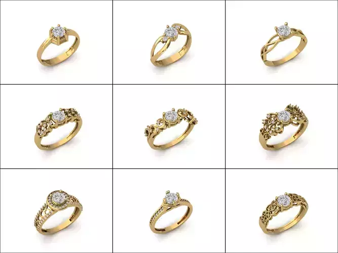 41 Models Rings for Women Womens Rings Stone Ring Ready STL 3DM