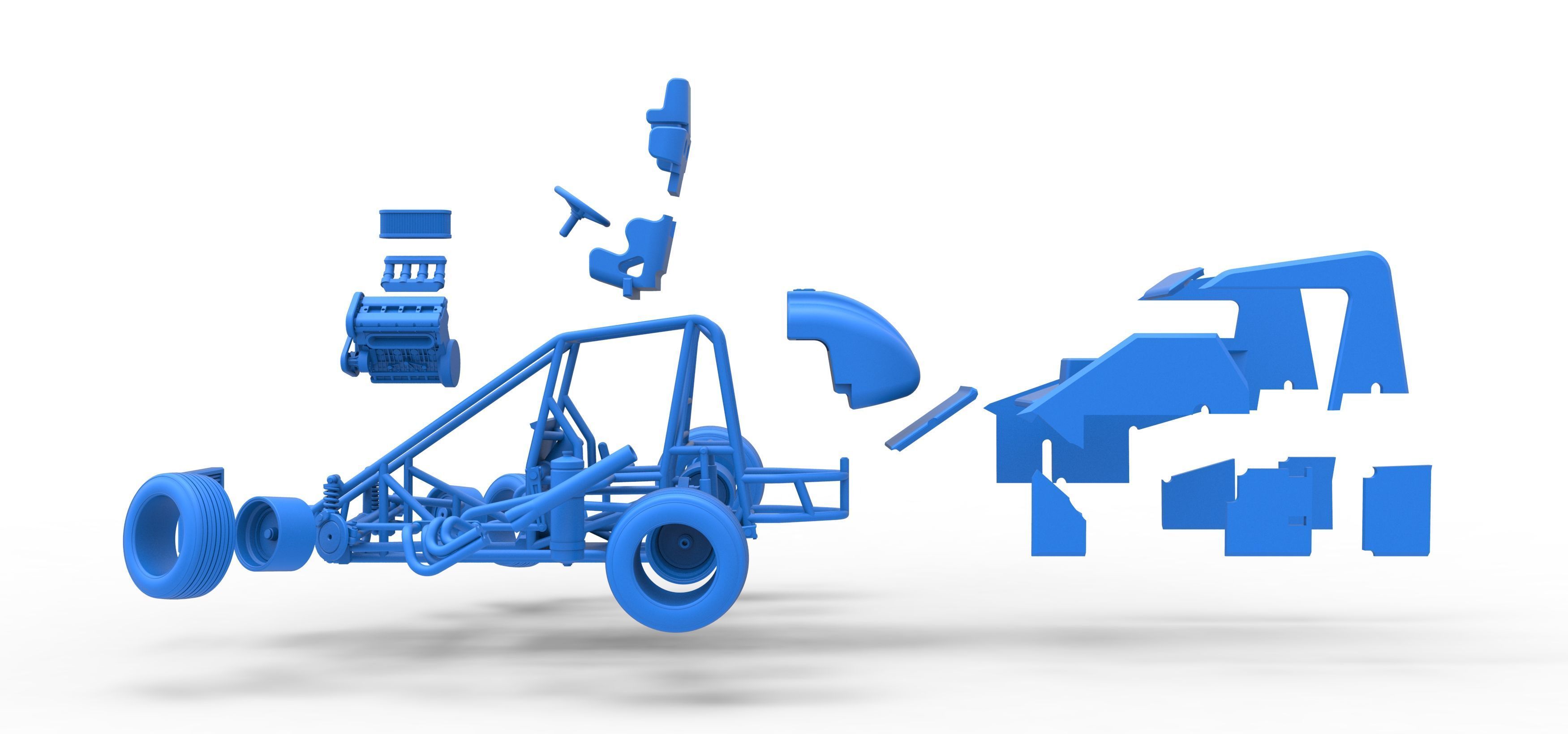 Midget car while turning Scale 1 to 25 3D print model_59