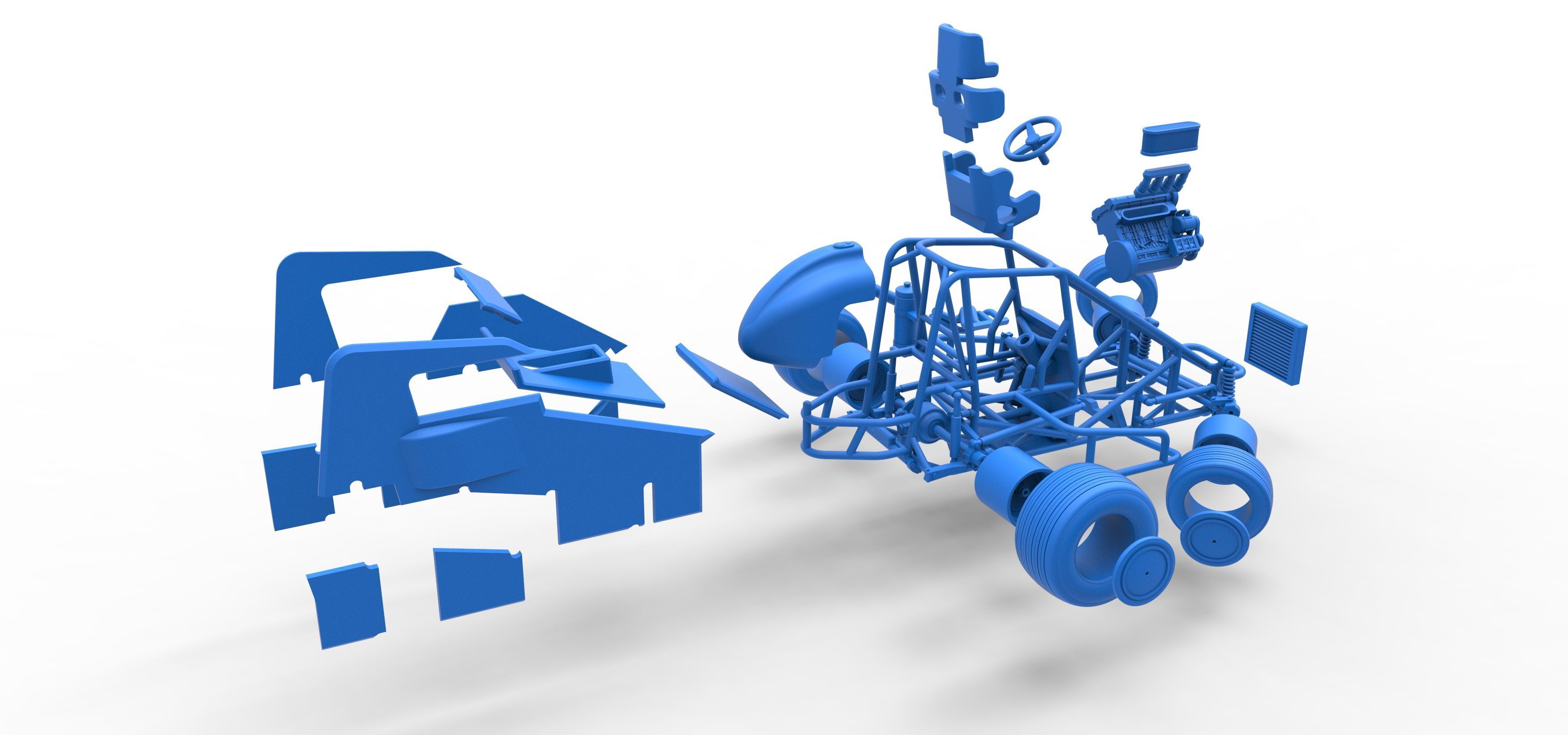 Midget car while turning Scale 1 to 25 3D print model_63