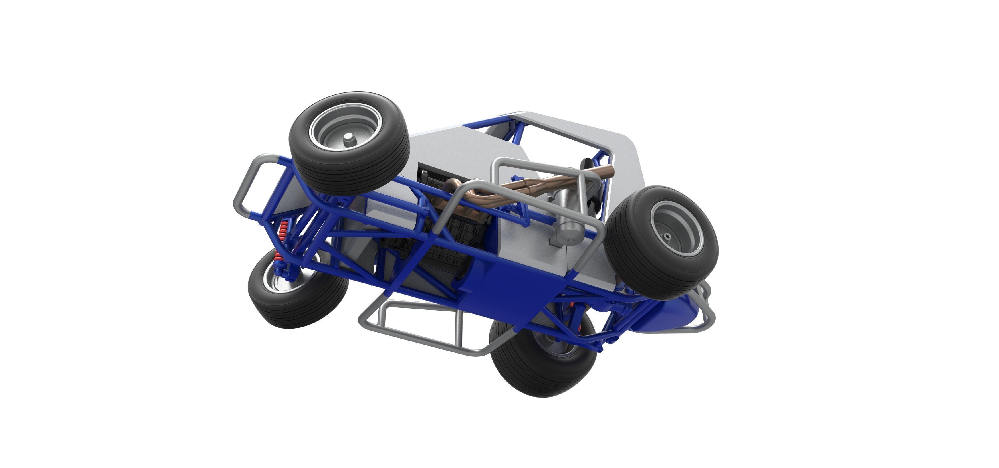 Midget car while turning Scale 1 to 25 3D print model_3