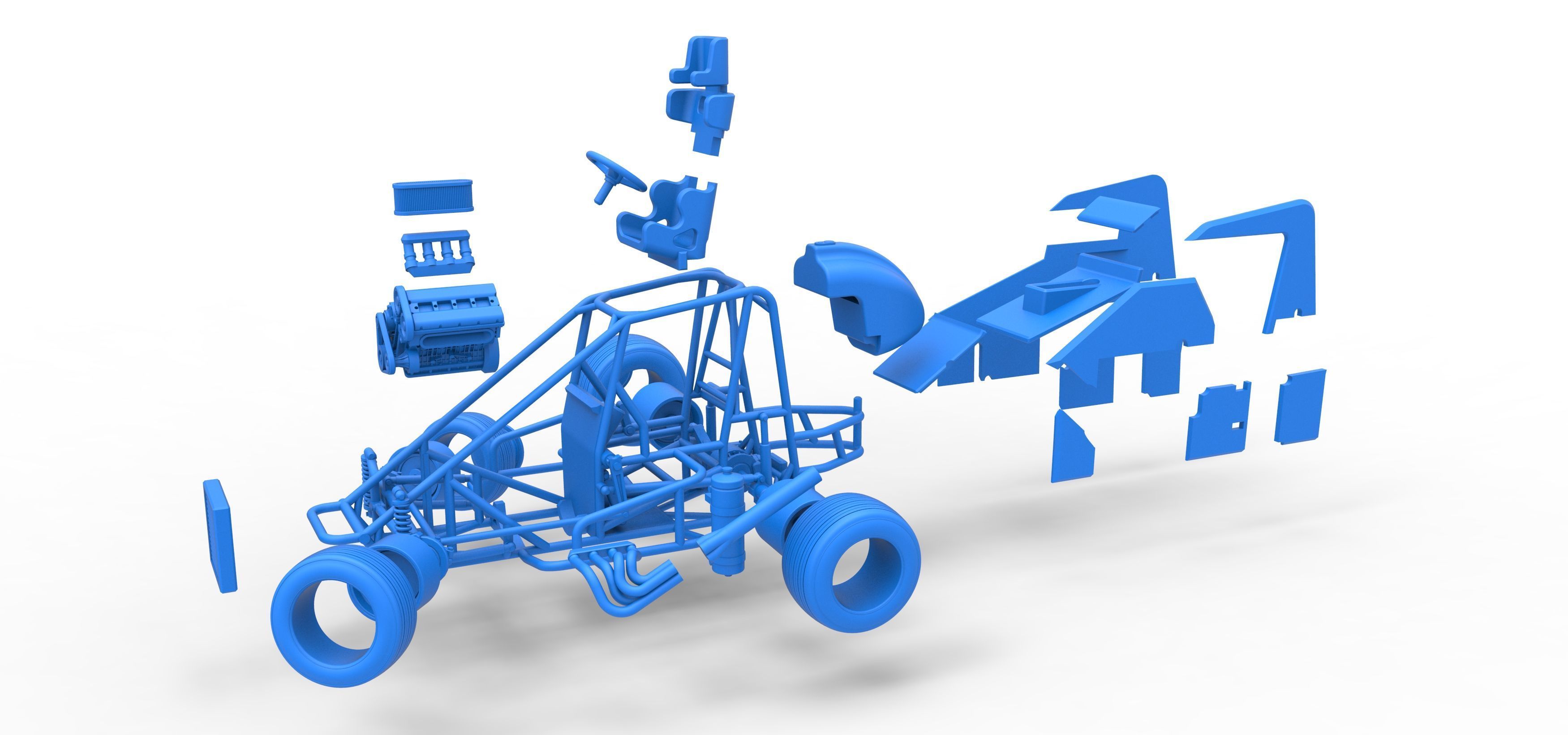 Midget car while turning Scale 1 to 25 3D print model_55