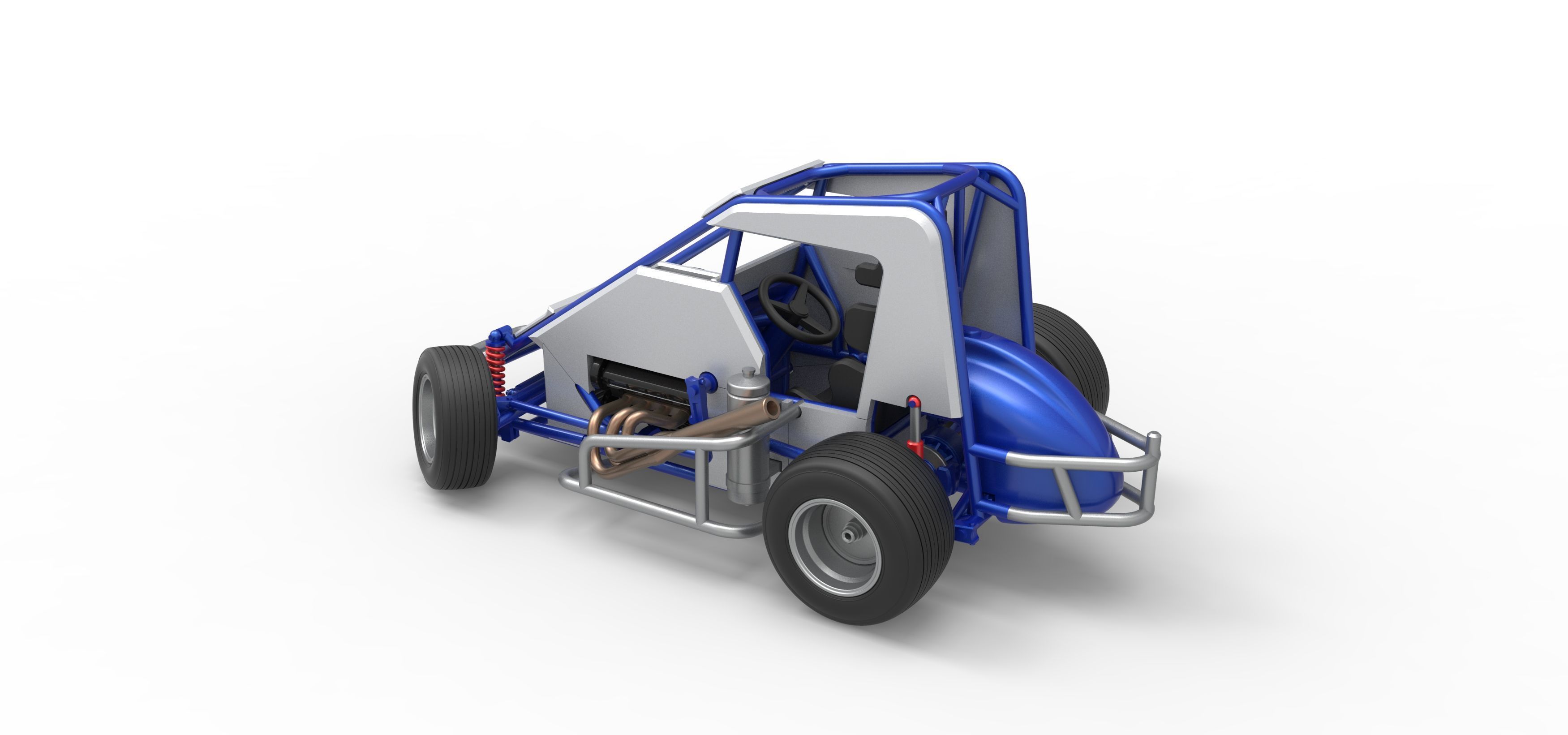 Midget car while turning Scale 1 to 25 3D print model_12