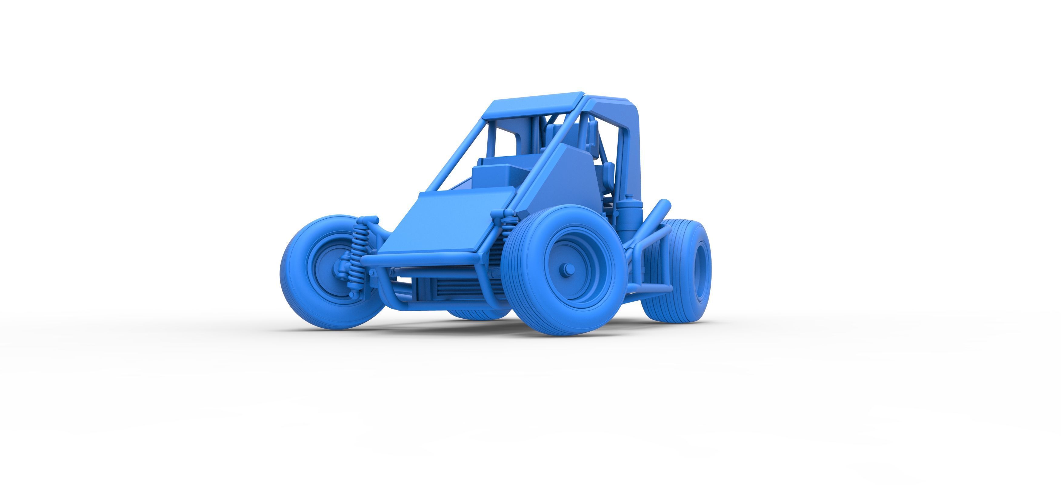 Midget car while turning Scale 1 to 25 3D print model_33