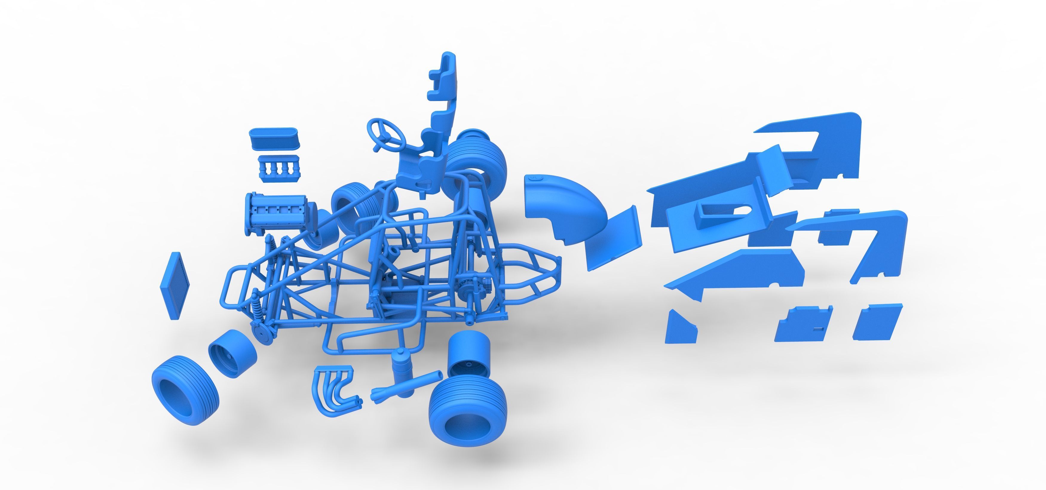 Midget car while turning Scale 1 to 25 3D print model_60