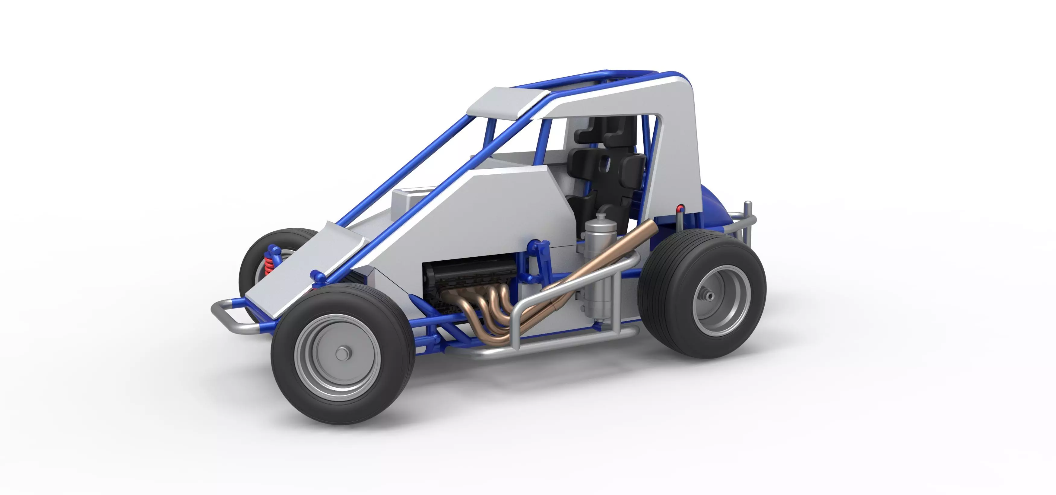 Midget car while turning Scale 1 to 25 3D print model_0