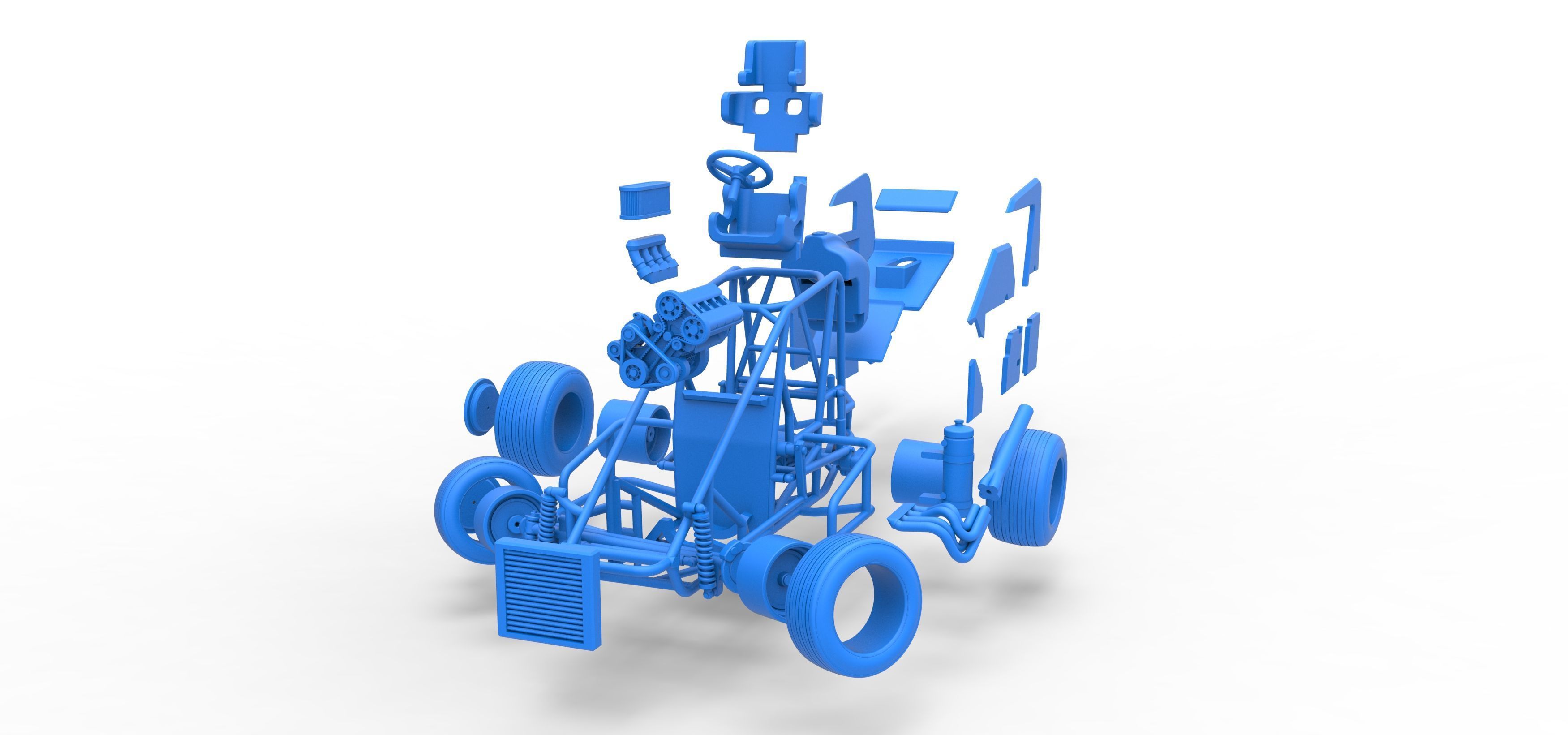 Midget car while turning Scale 1 to 25 3D print model_58