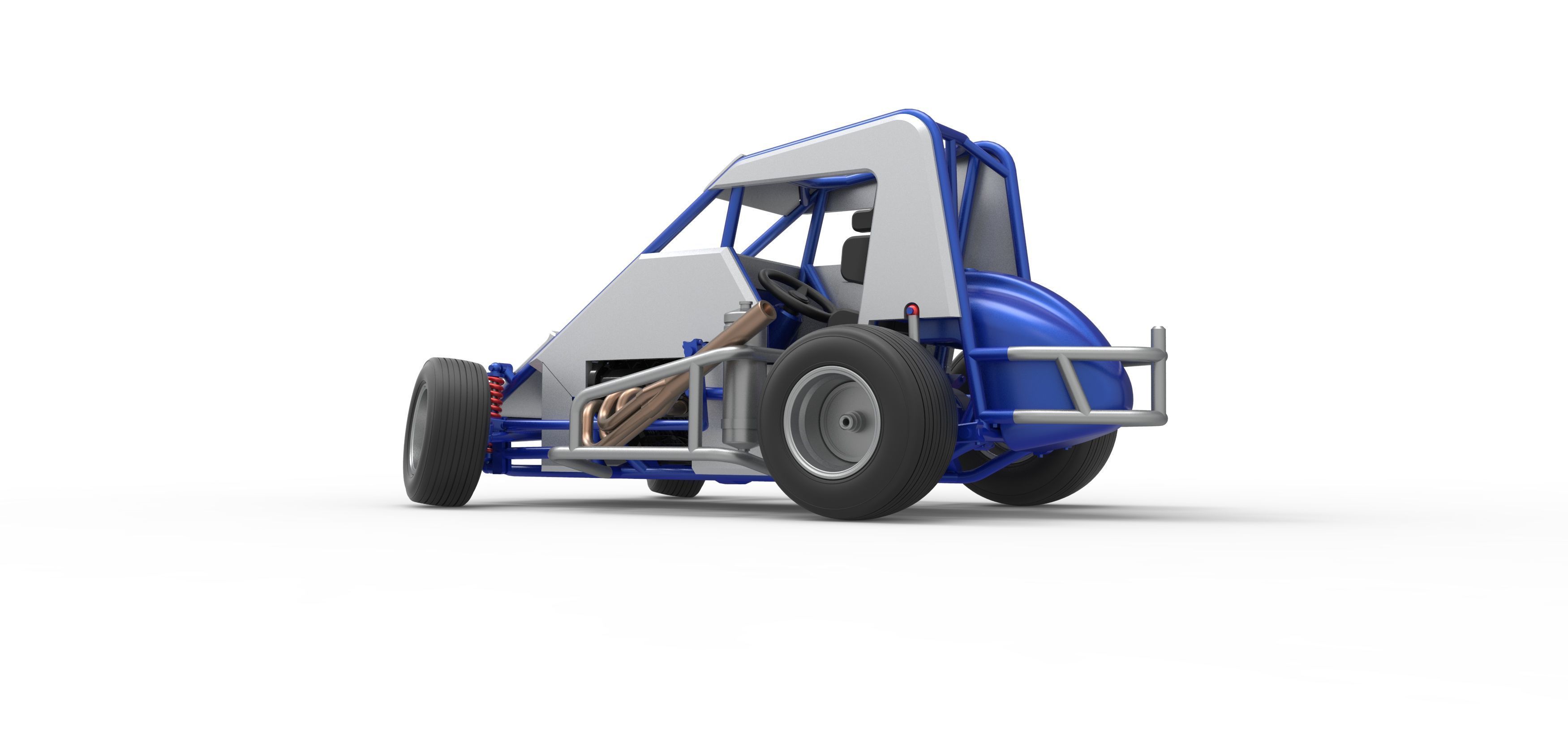 Midget car while turning Scale 1 to 25 3D print model_13