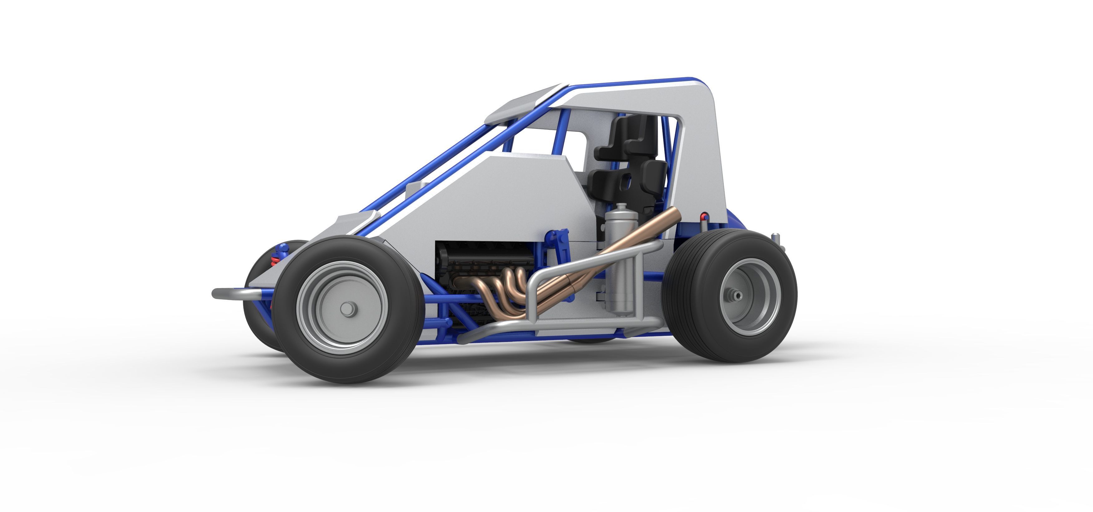 Midget car while turning Scale 1 to 25 3D print model_2