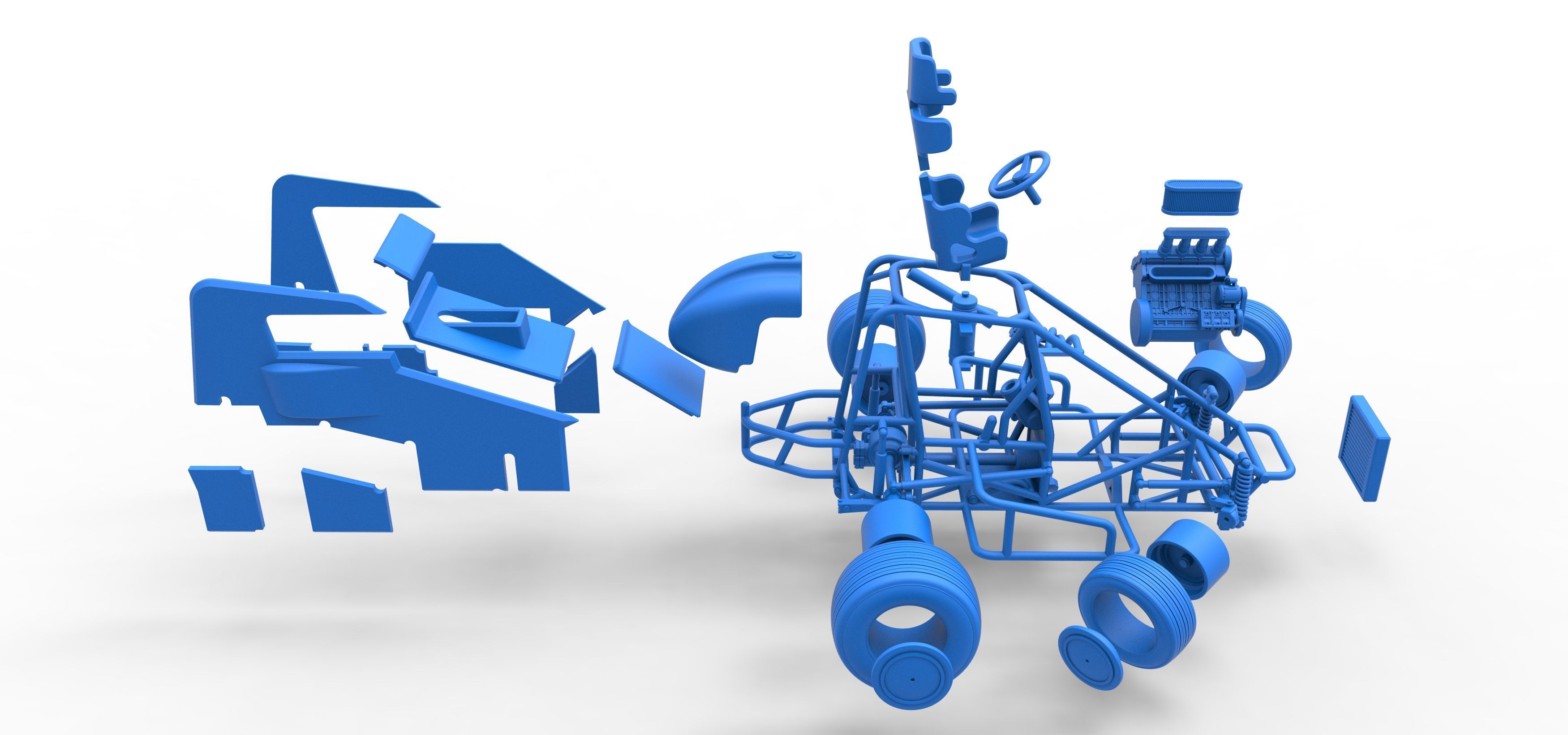 Midget car while turning Scale 1 to 25 3D print model_64