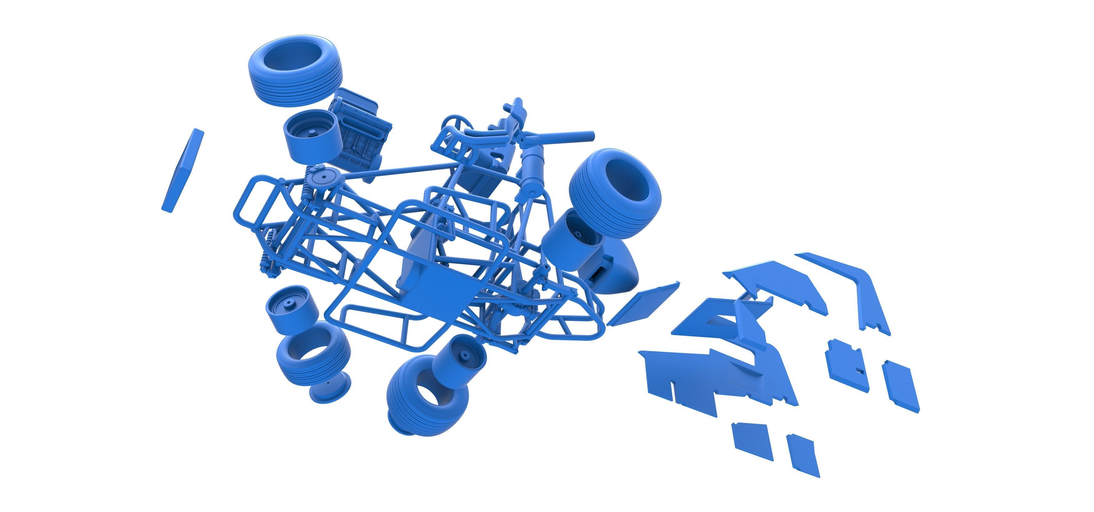 Midget car while turning Scale 1 to 25 3D print model_57