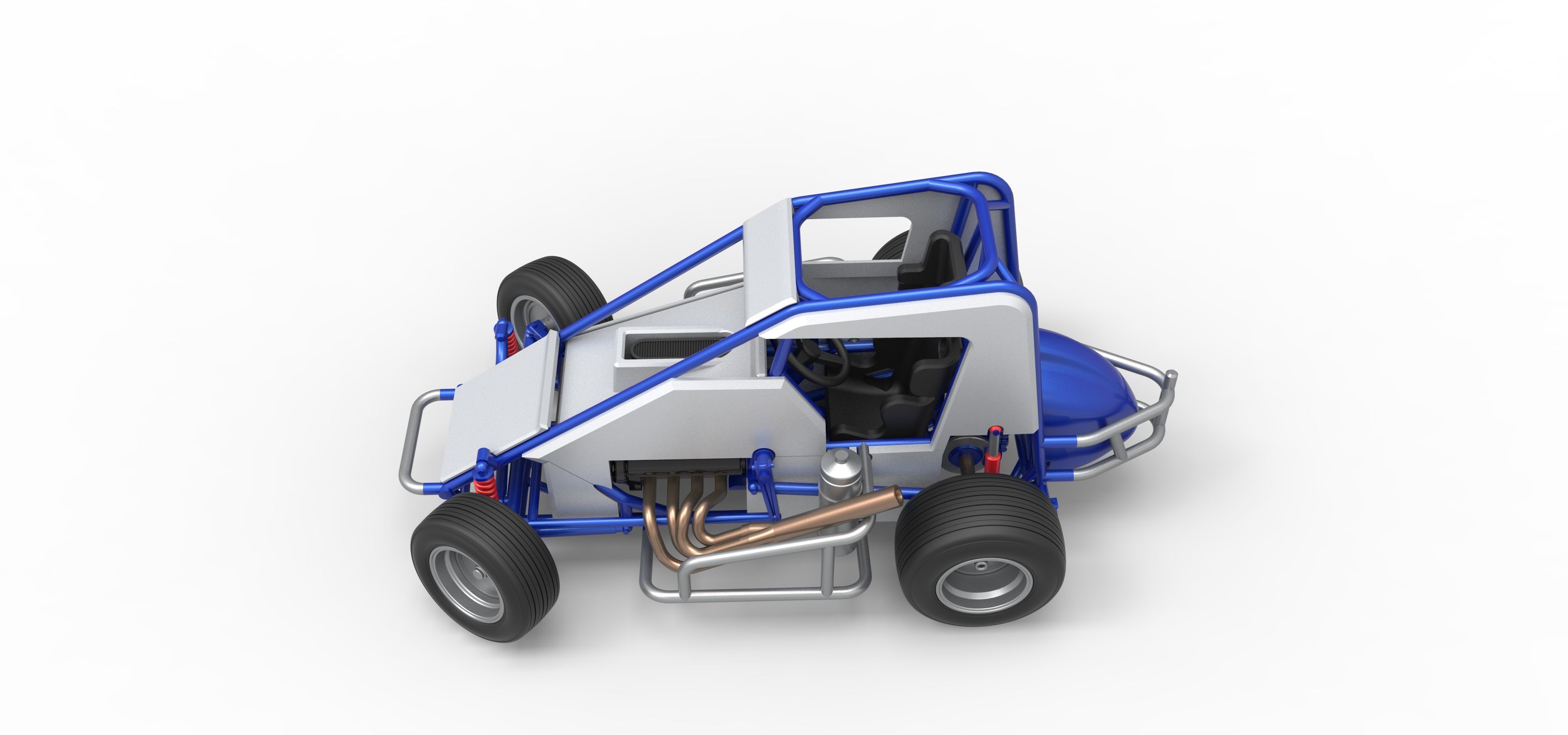 Midget car while turning Scale 1 to 25 3D print model_10