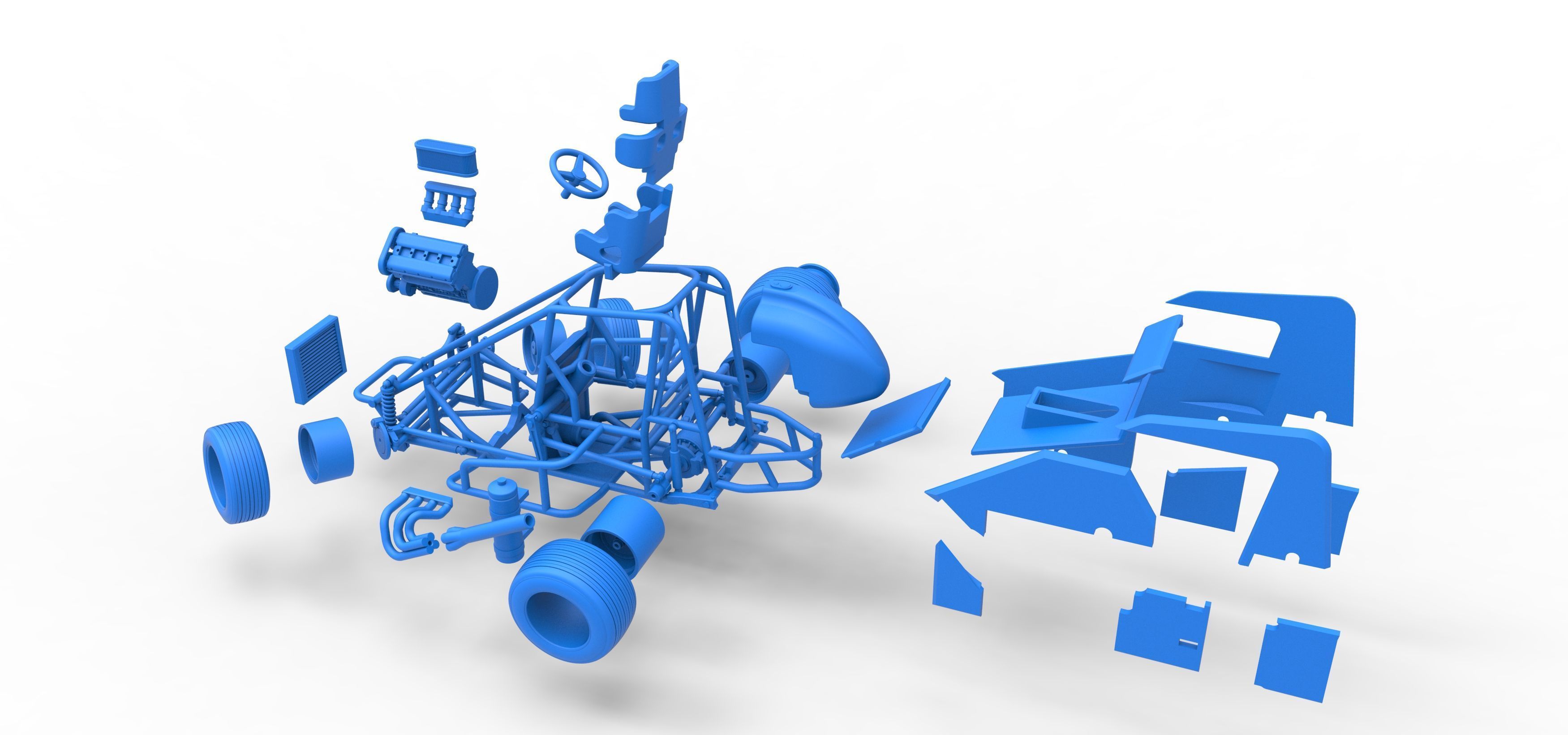 Midget car while turning Scale 1 to 25 3D print model_61