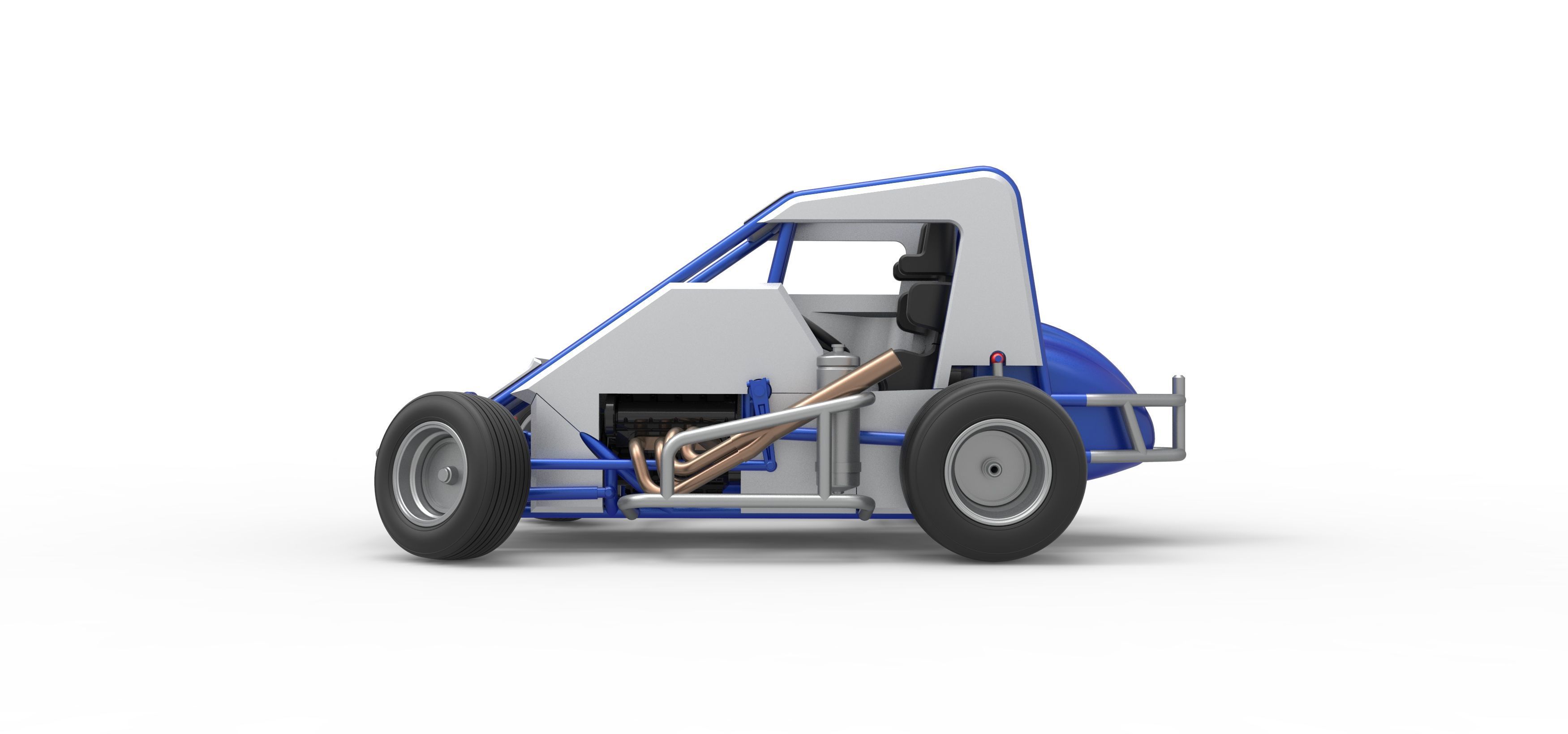 Midget car while turning Scale 1 to 25 3D print model_9
