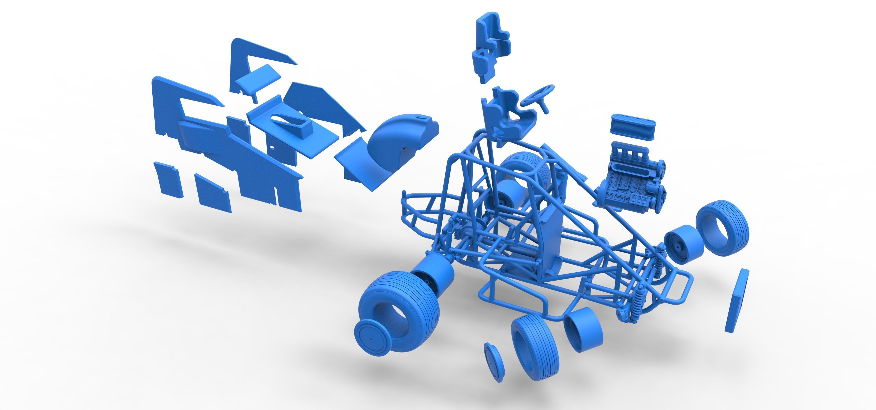 Midget car while turning Scale 1 to 25 3D print model_65