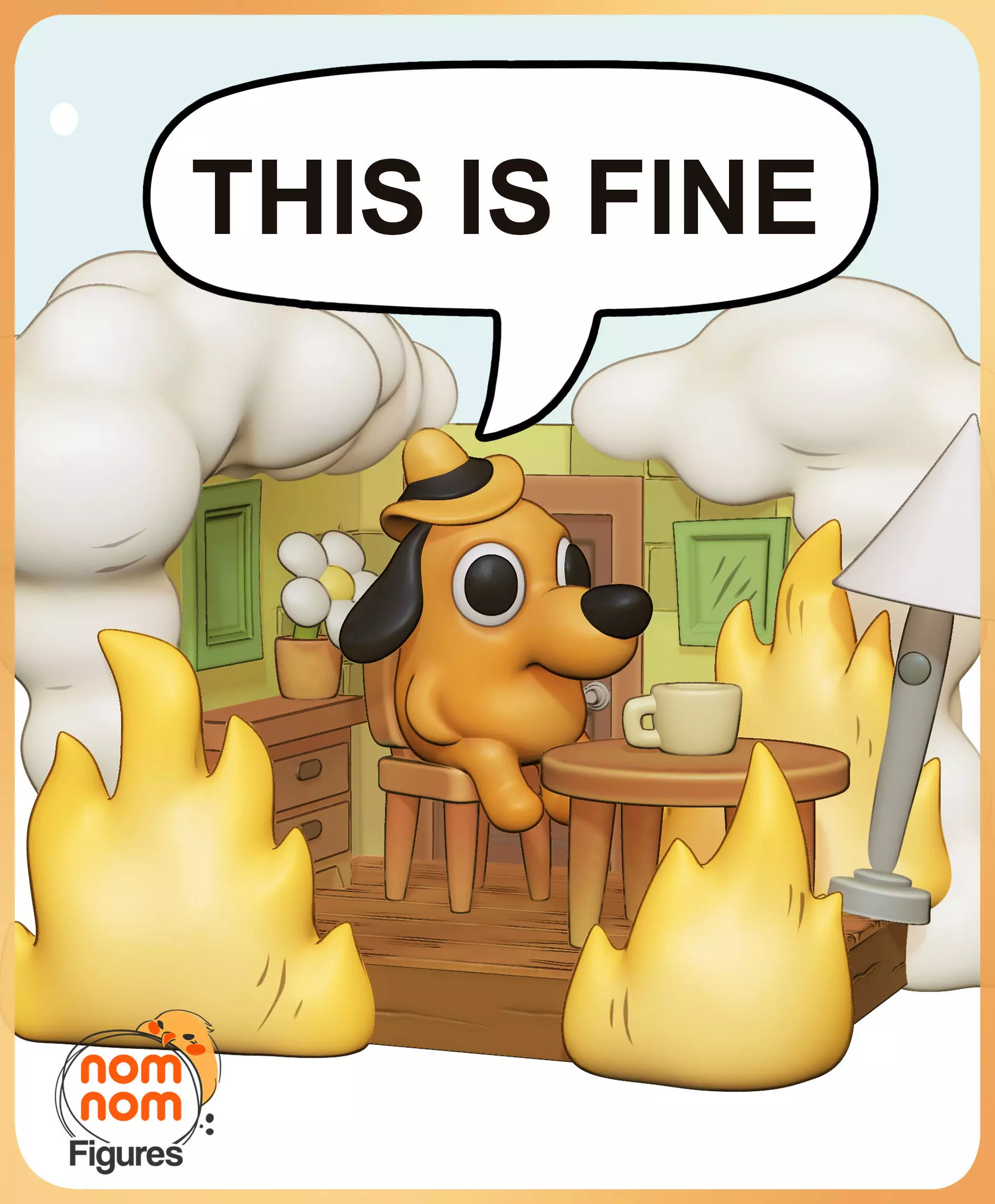 Chibi This is Fine Meme 3D print model_0