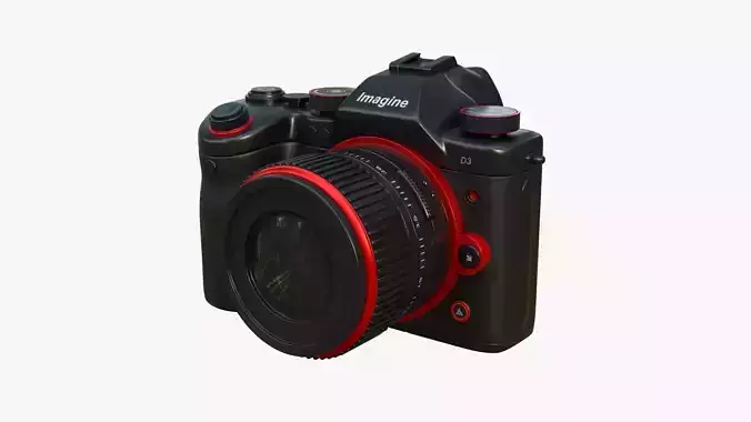 Red Accents DSLR Camera 3D model
