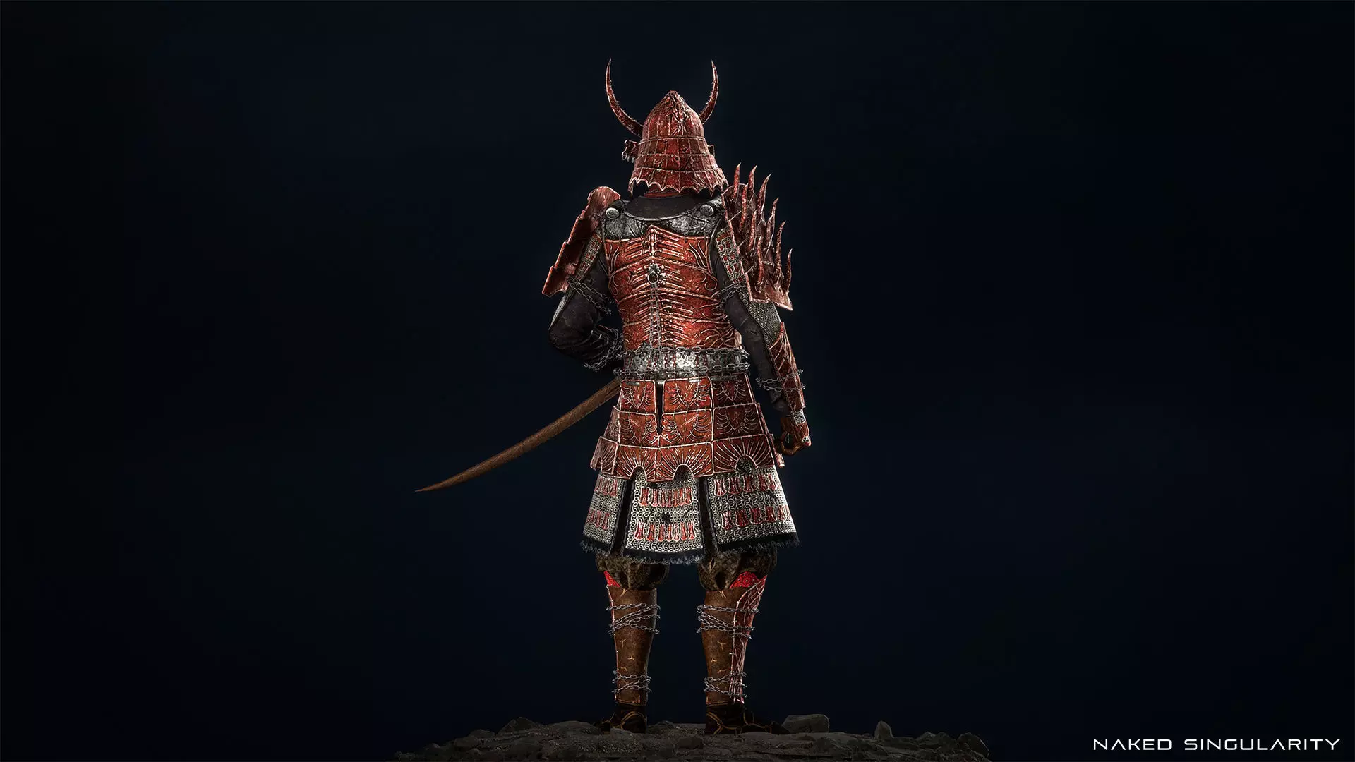Hell Samurai full armor - Game-ready Low-poly 3D model_5