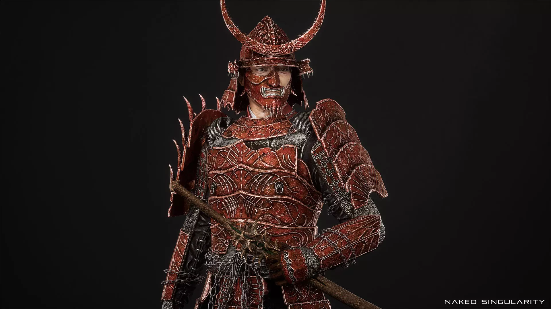 Hell Samurai full armor - Game-ready Low-poly 3D model_12