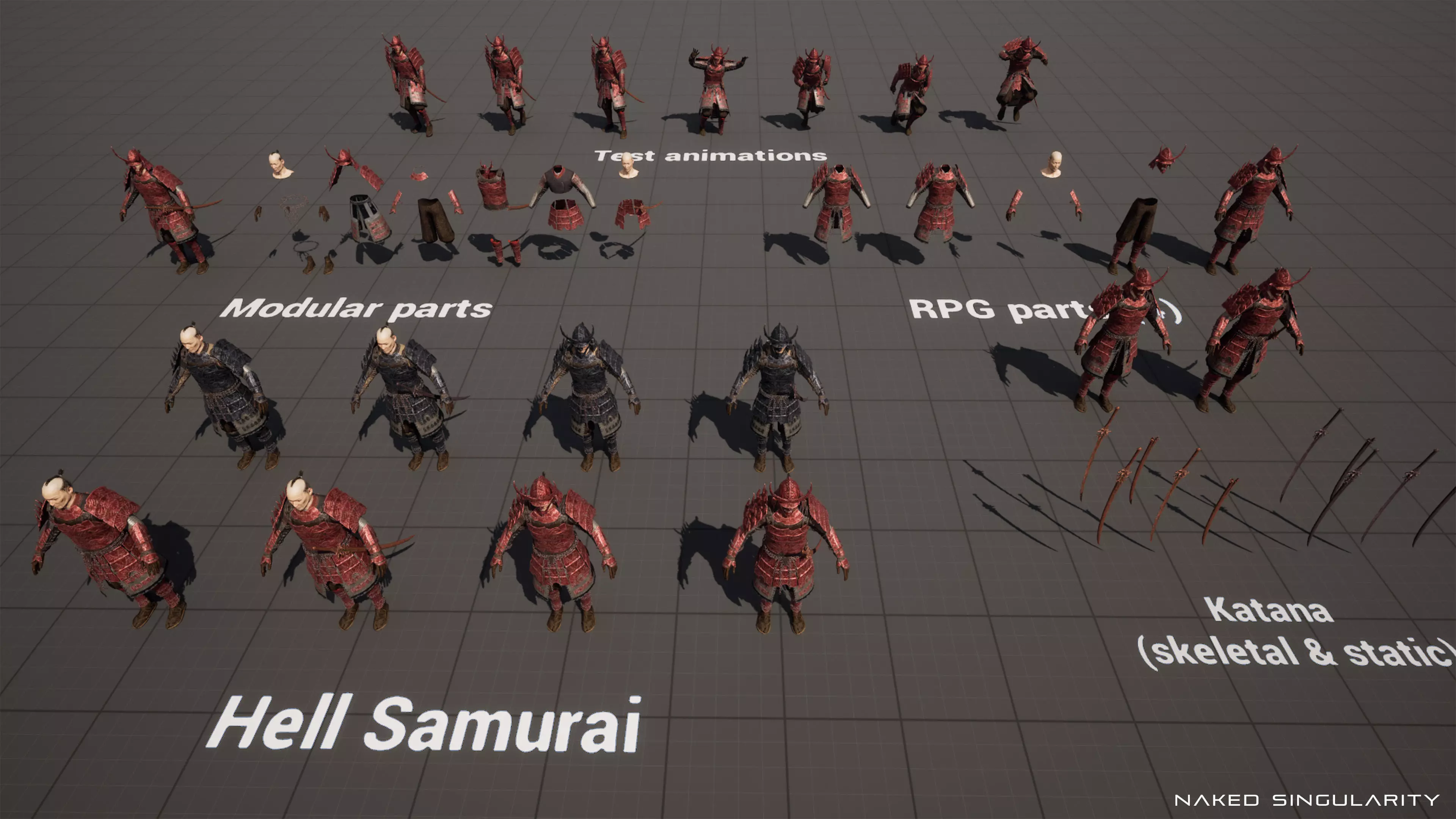 Hell Samurai full armor - Game-ready Low-poly 3D model_8