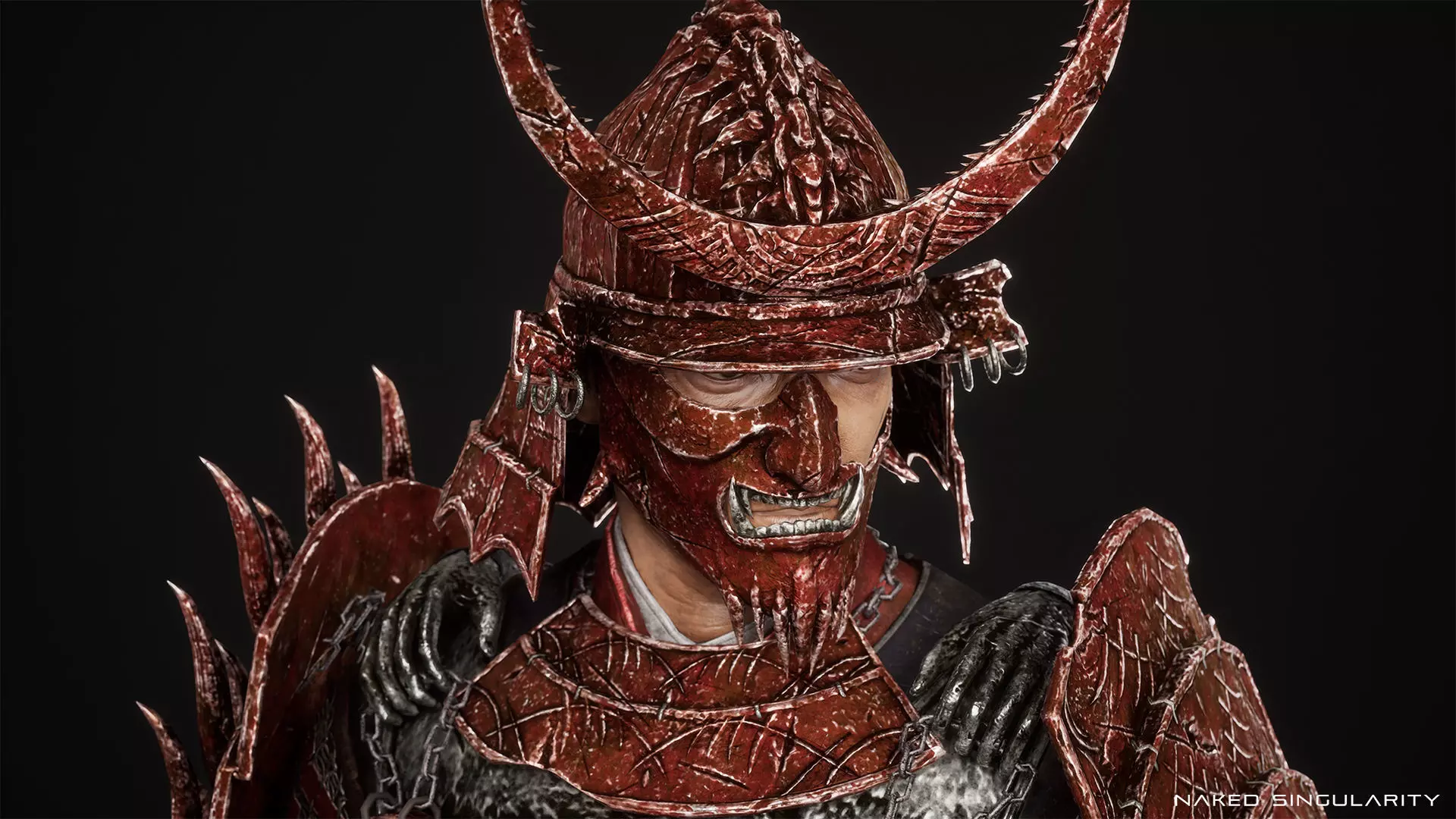 Hell Samurai full armor - Game-ready Low-poly 3D model_7