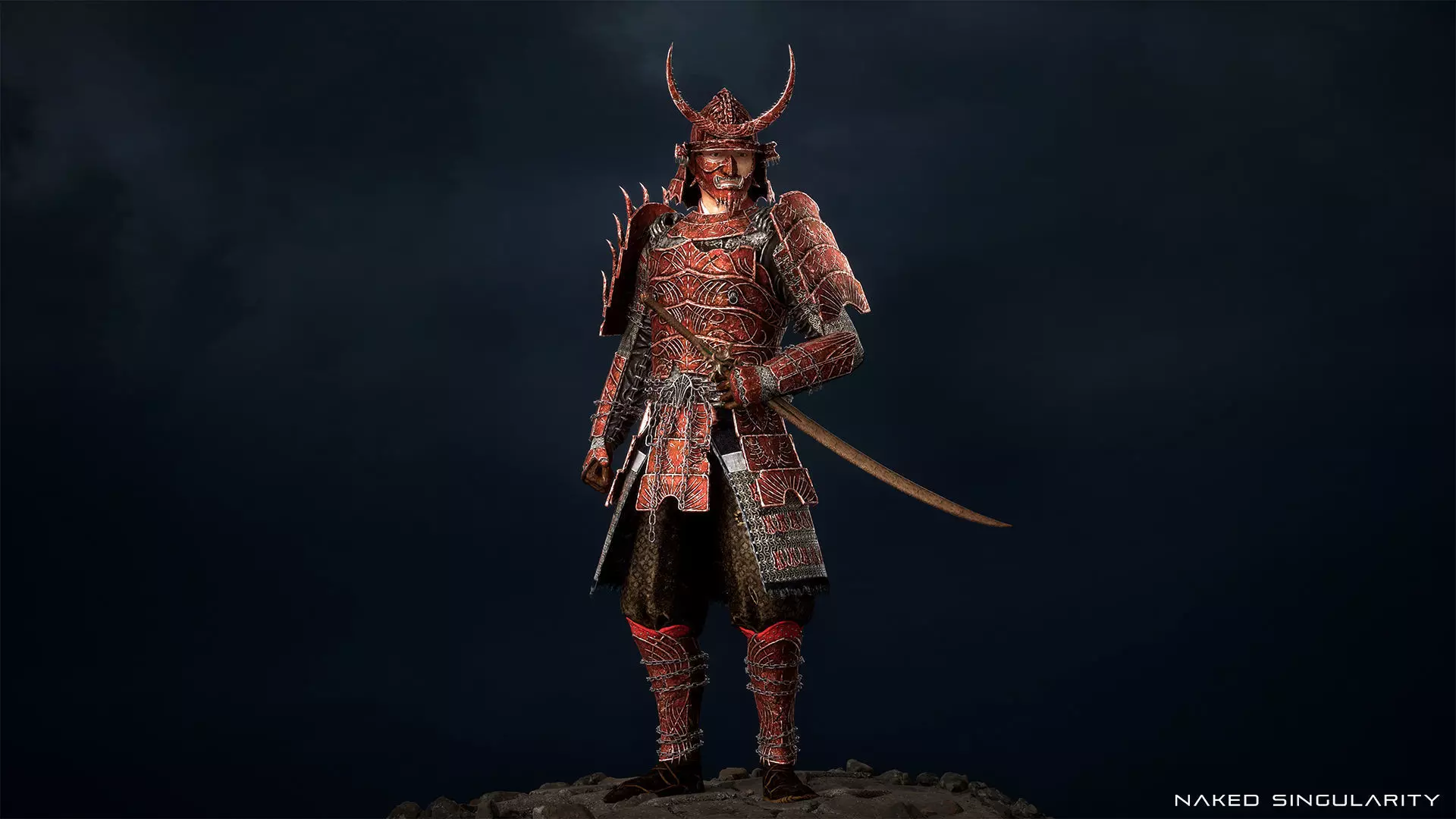 Hell Samurai full armor - Game-ready Low-poly 3D model_1