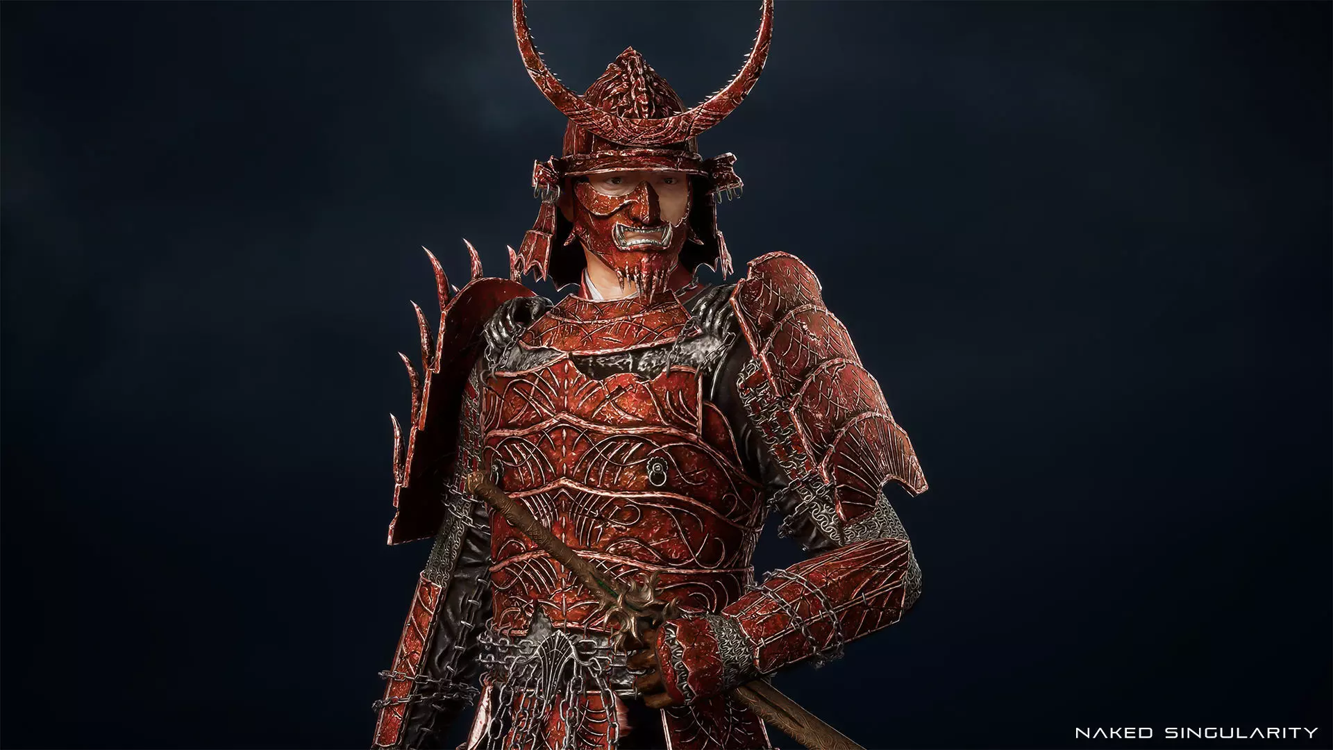 Hell Samurai full armor - Game-ready Low-poly 3D model_3