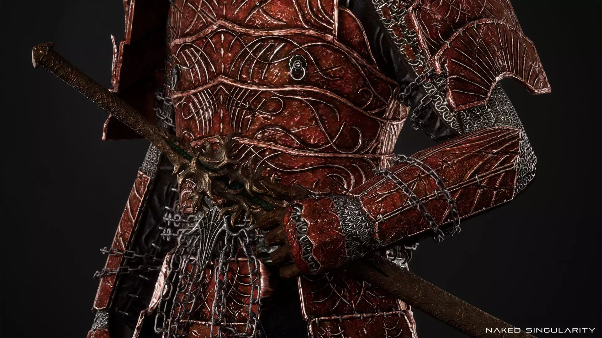 Hell Samurai full armor - Game-ready Low-poly 3D model_10