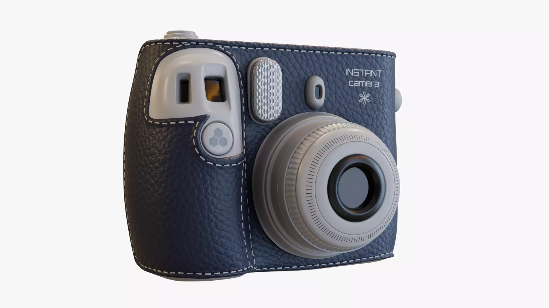 Navy Leather Instant Camera 3D model_0