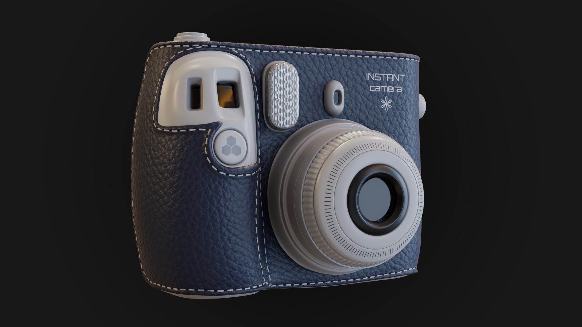 Navy Leather Instant Camera 3D model_1