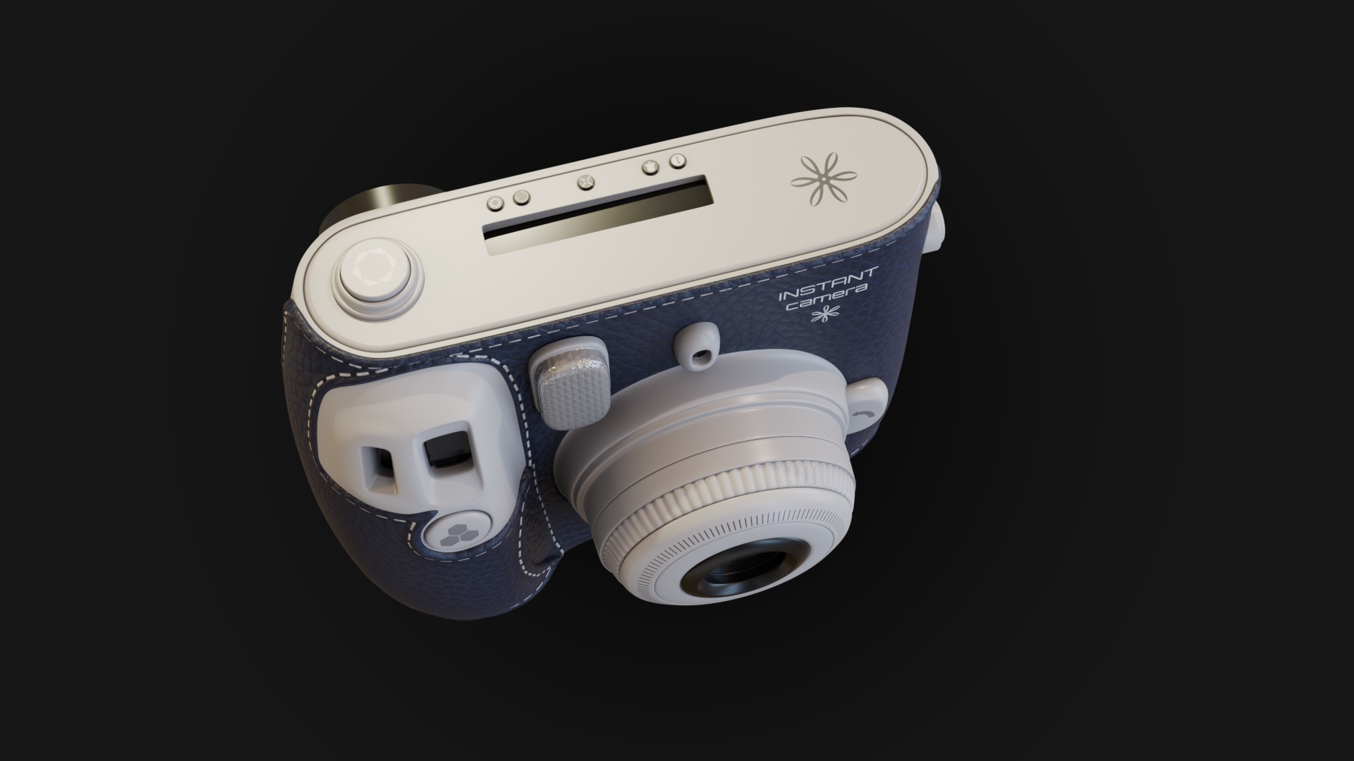 Navy Leather Instant Camera 3D model_6