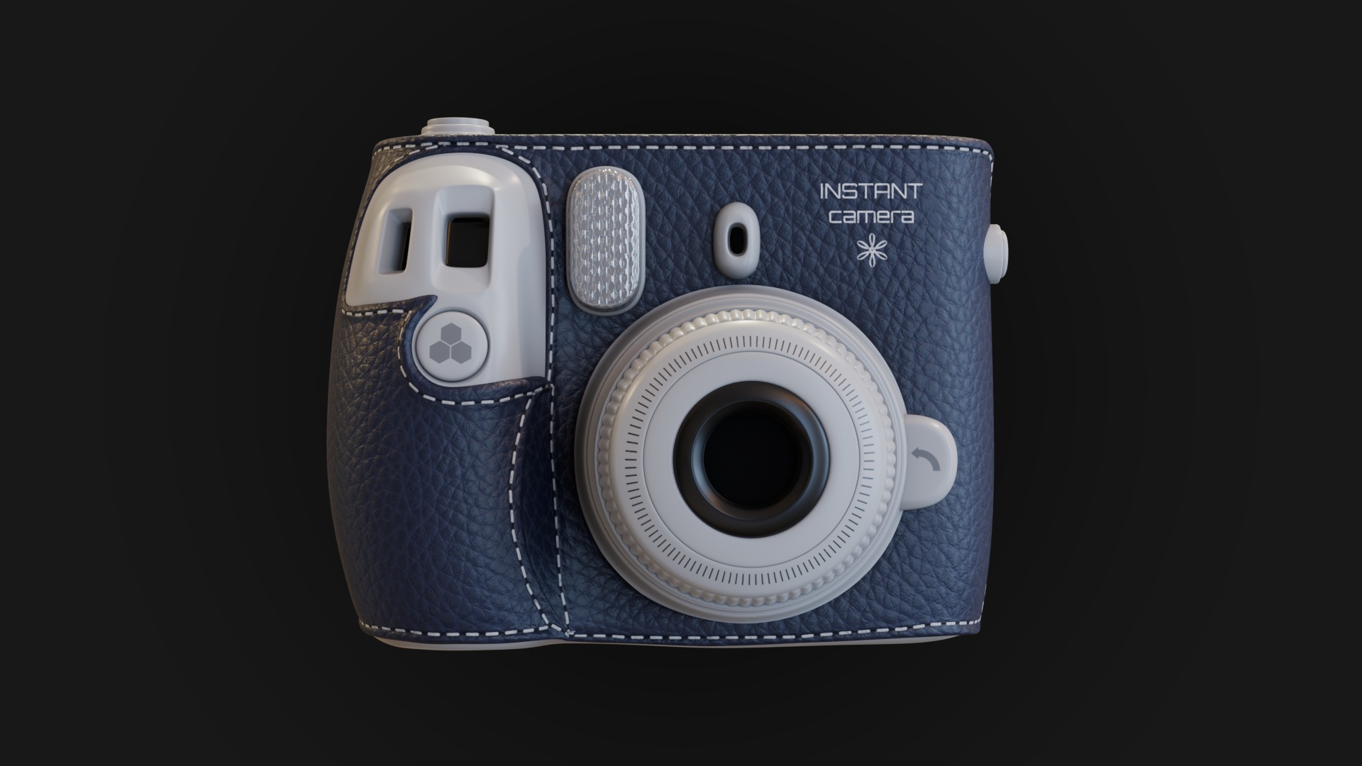 Navy Leather Instant Camera 3D model_2