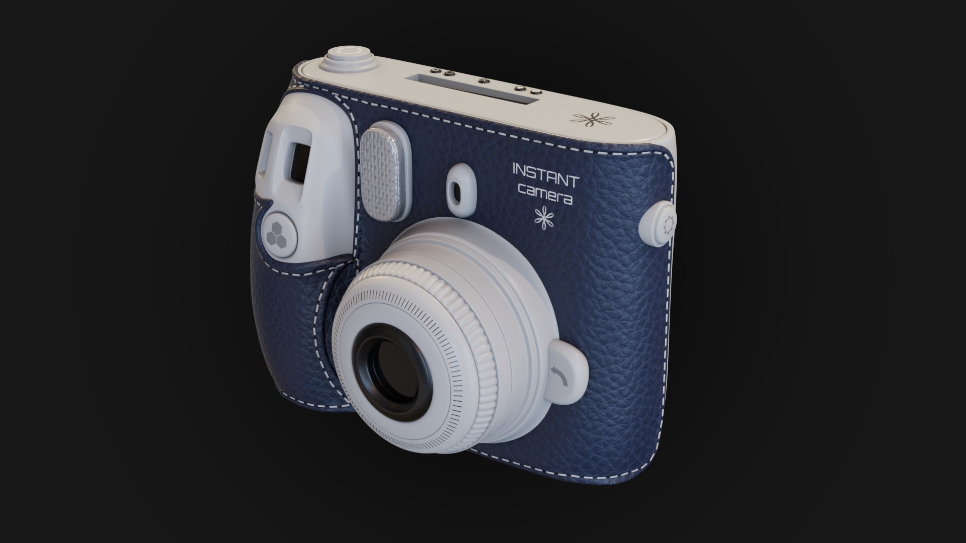 Navy Leather Instant Camera 3D model_3