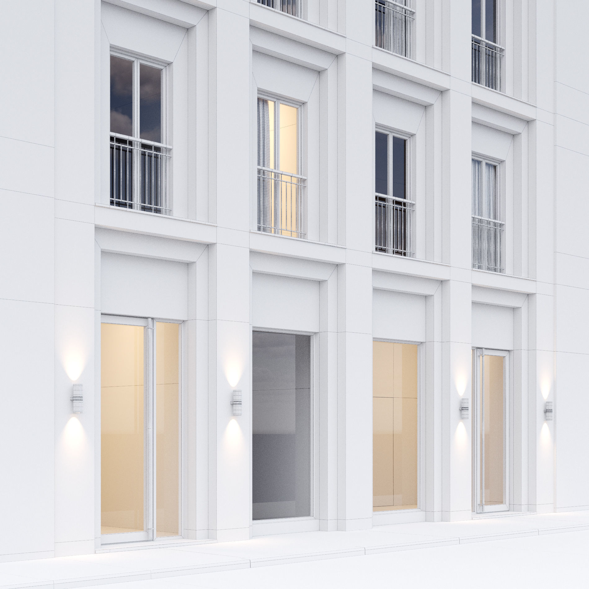 Modern building fasade 6 3D model_7