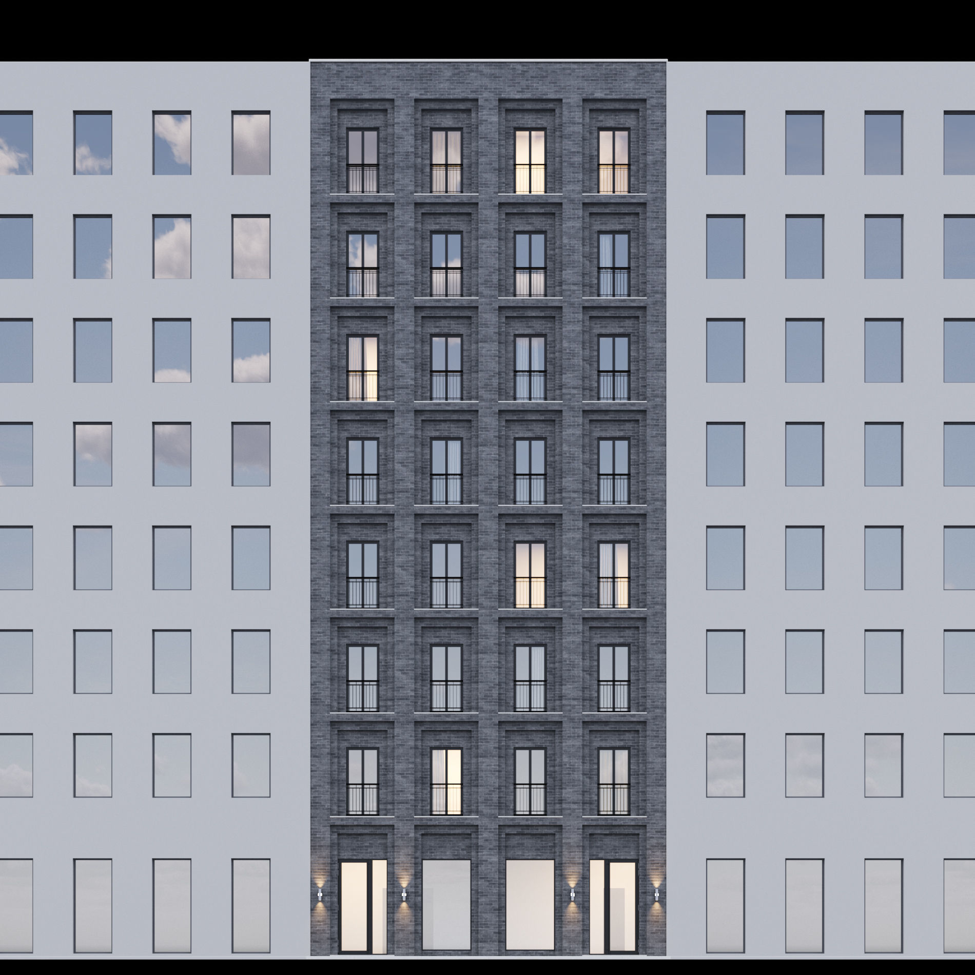 Modern building fasade 6 3D model_1