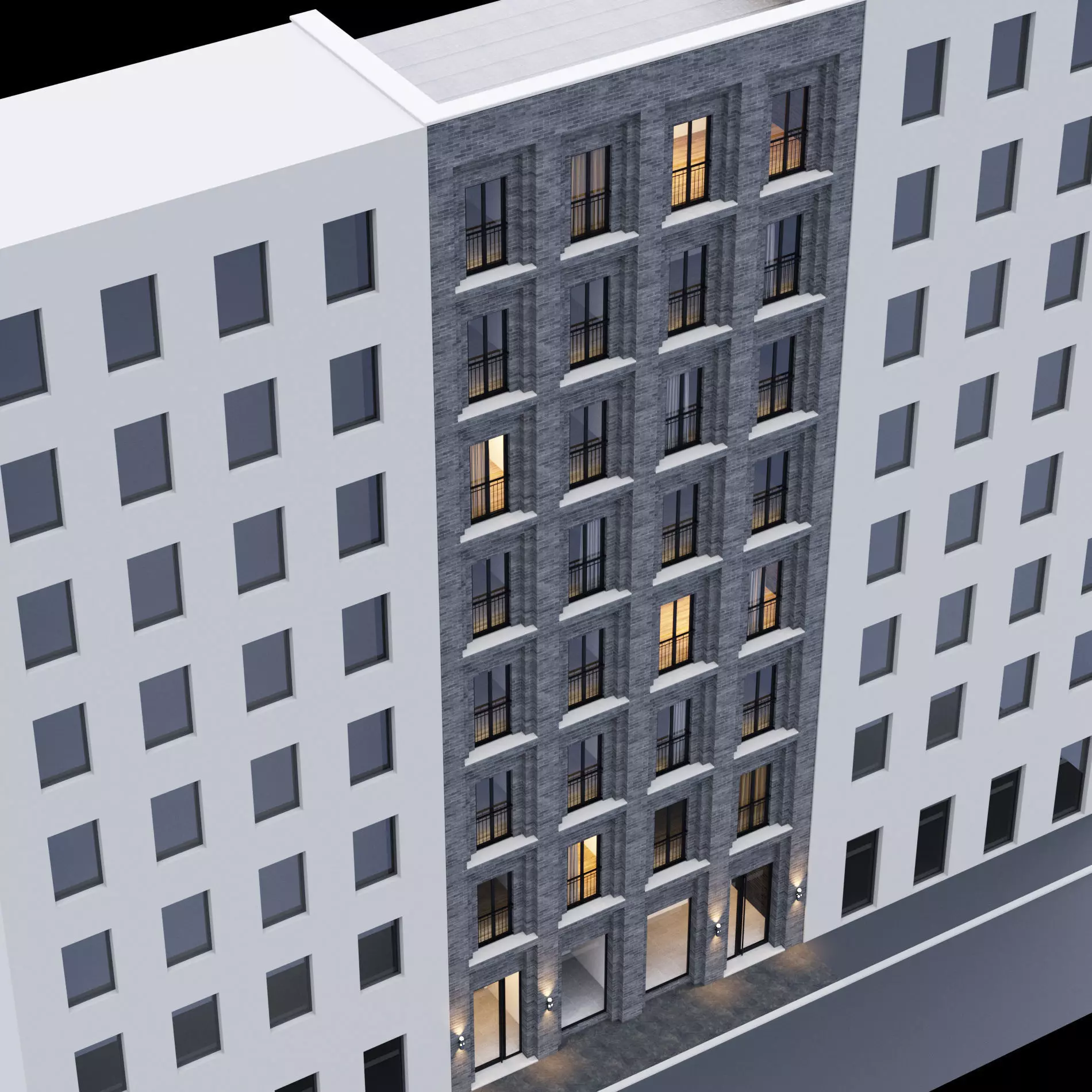 Modern building fasade 6 3D model_0