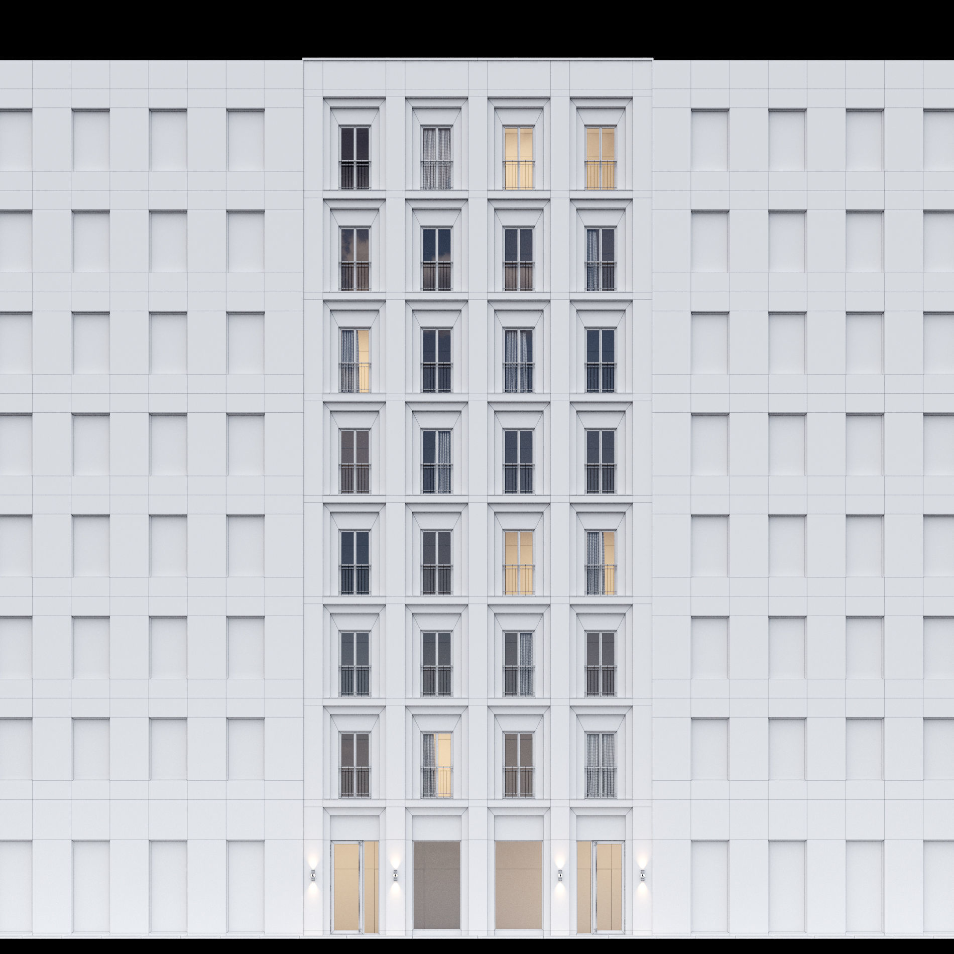 Modern building fasade 6 3D model_2