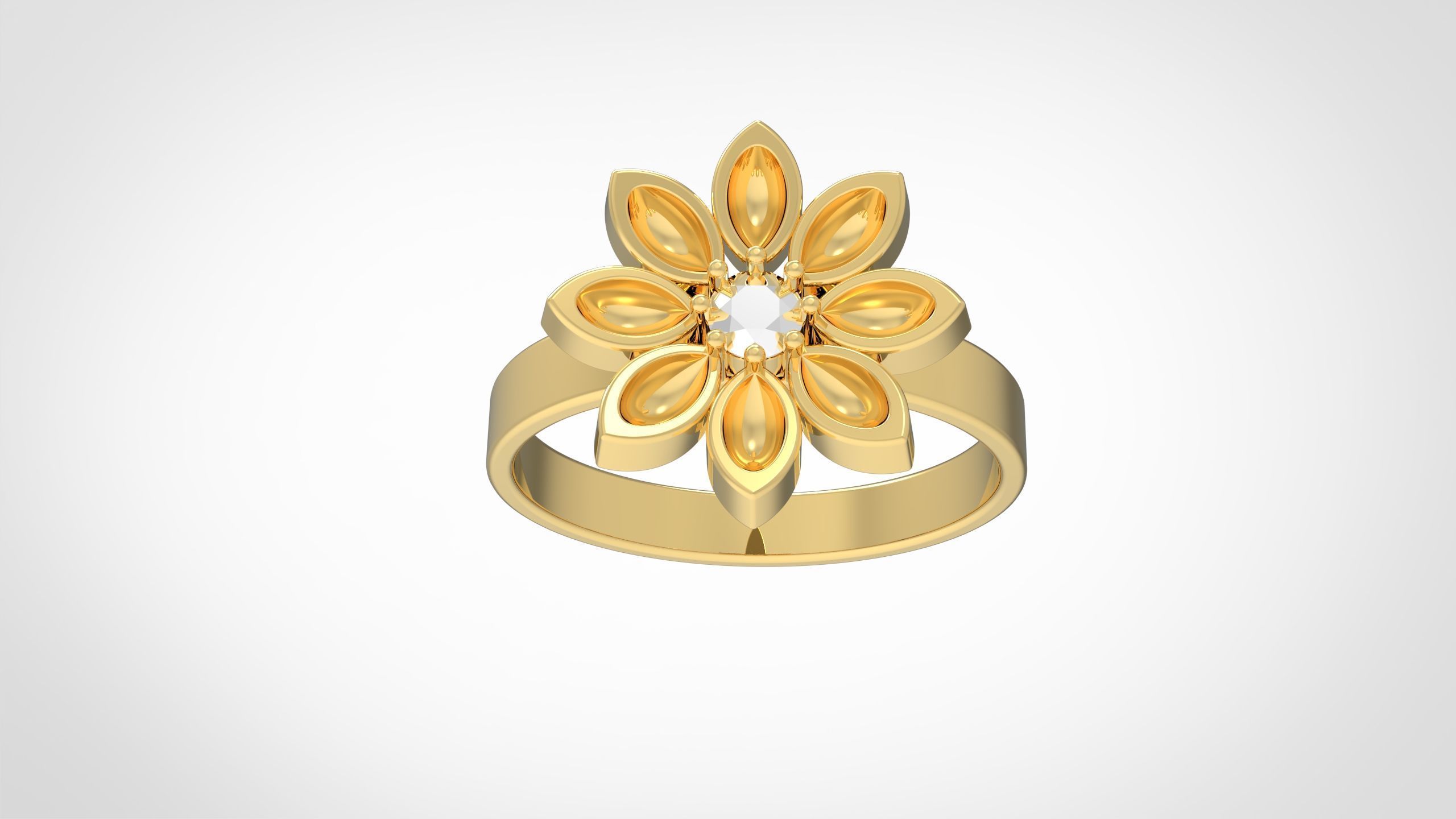 flower ring 3D print model_4