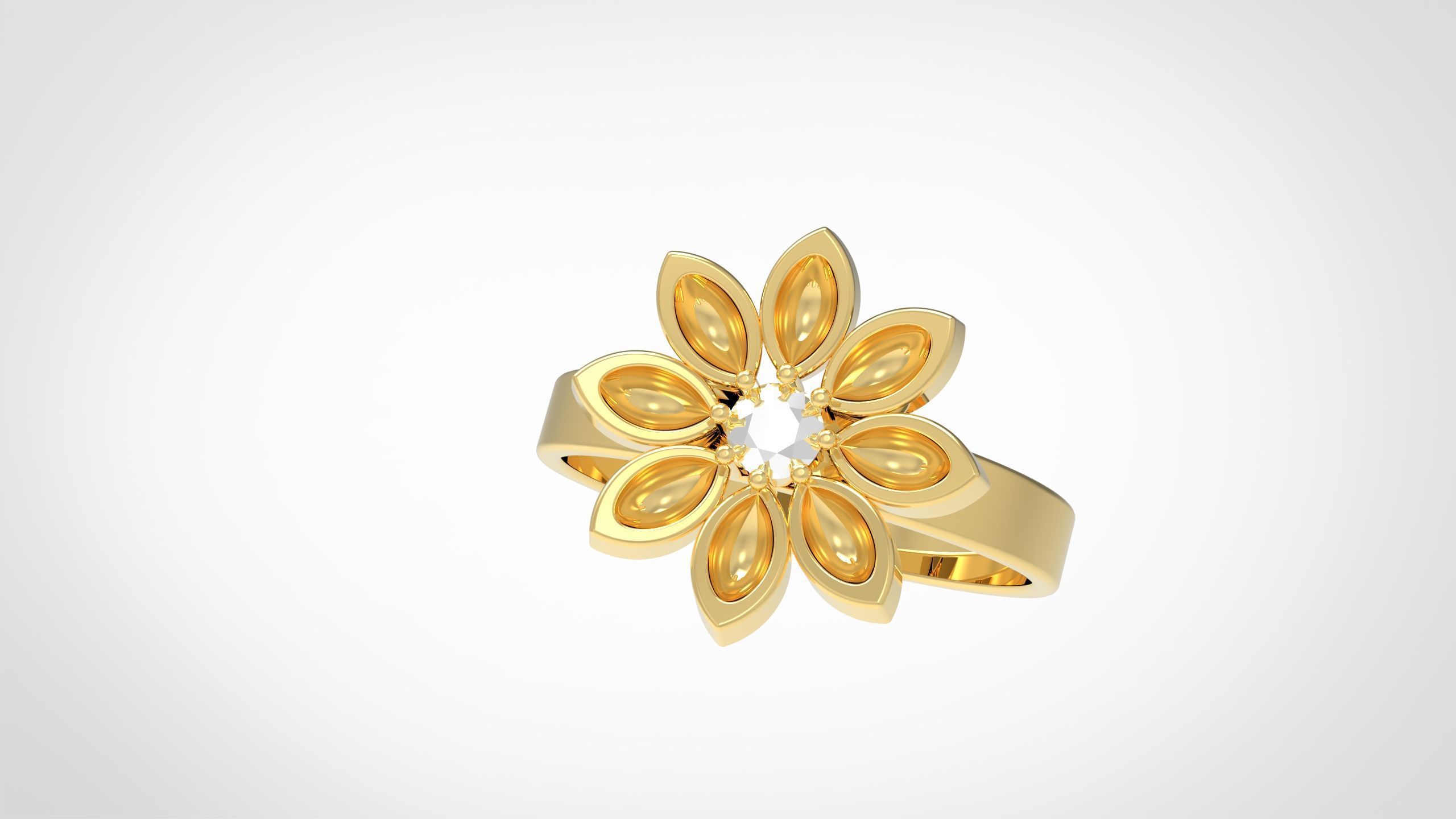 flower ring 3D print model_3