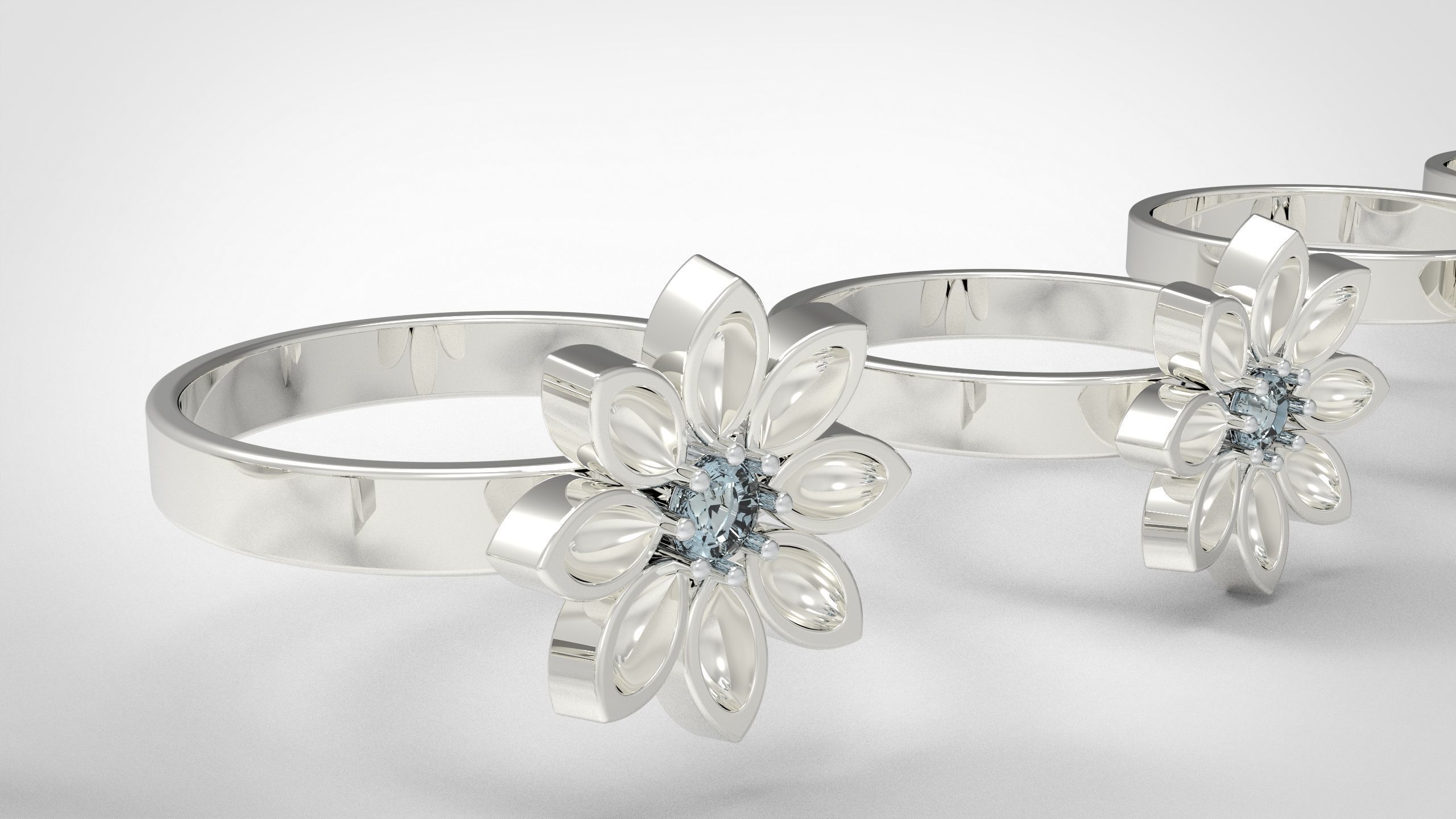 flower ring 3D print model_1