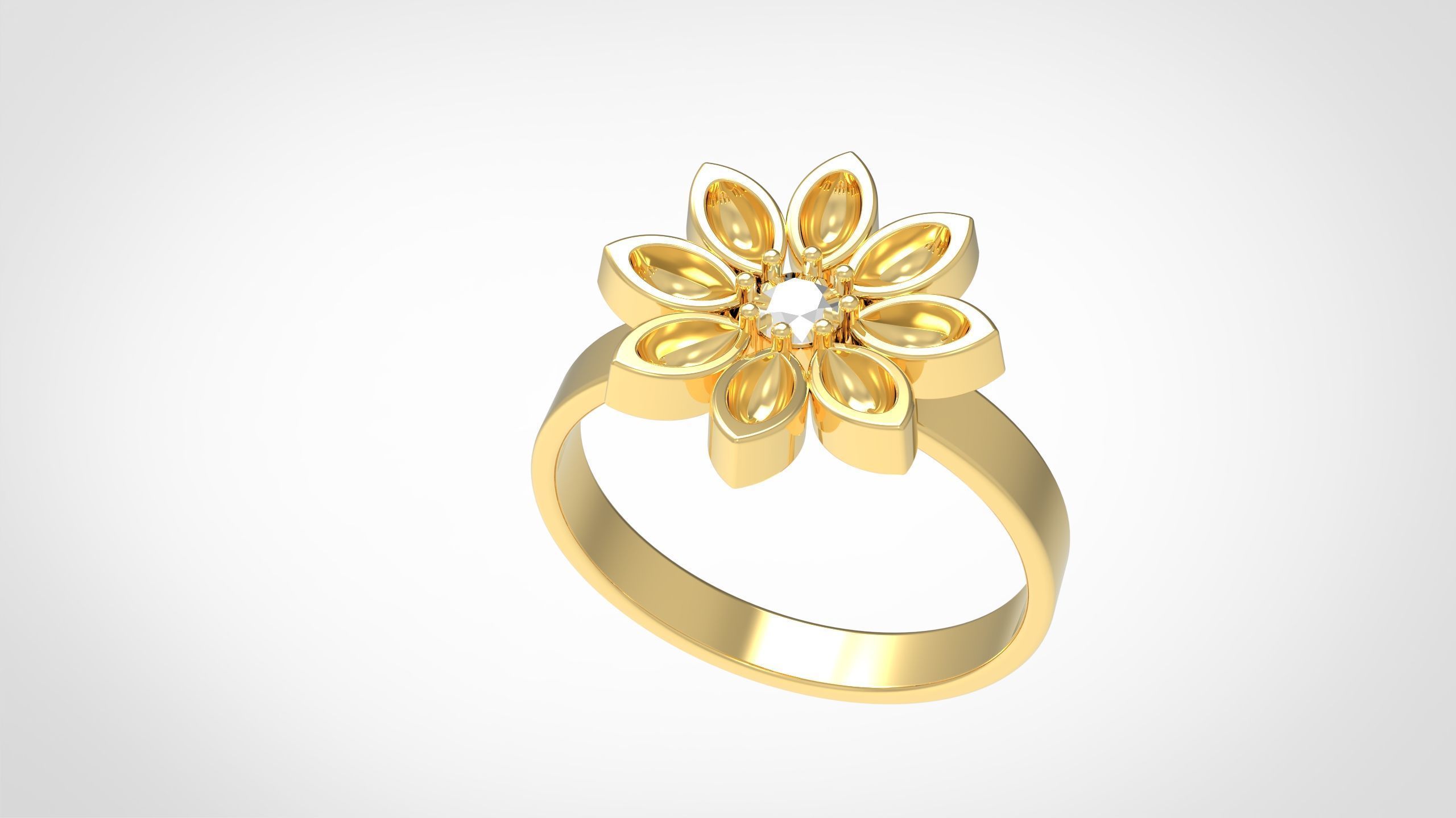 flower ring 3D print model_2