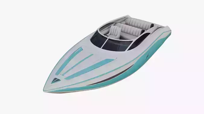 Speed Boat with Blue Accents 3D model