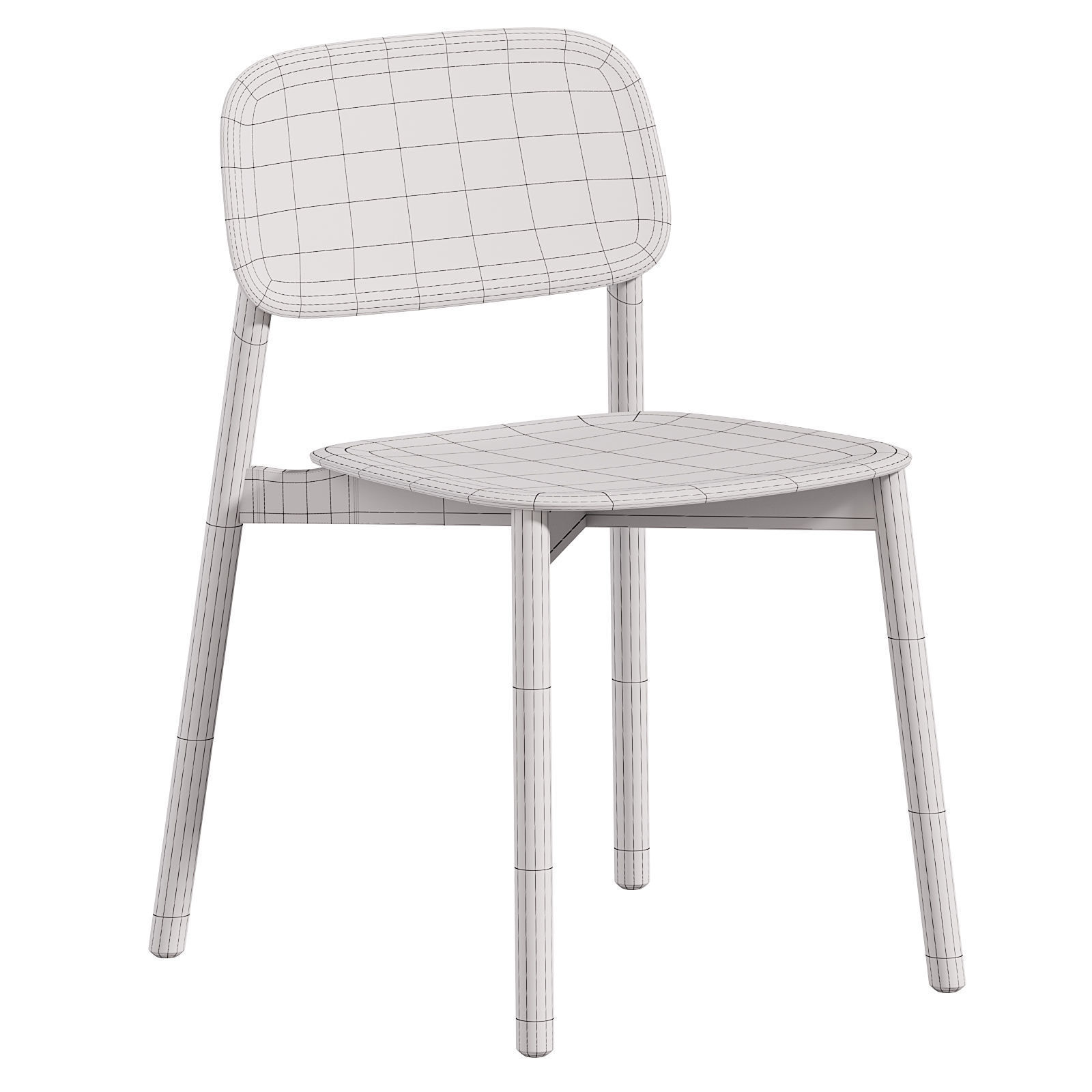 Hay Soft Edge Chair Wood Frame 3D model_2