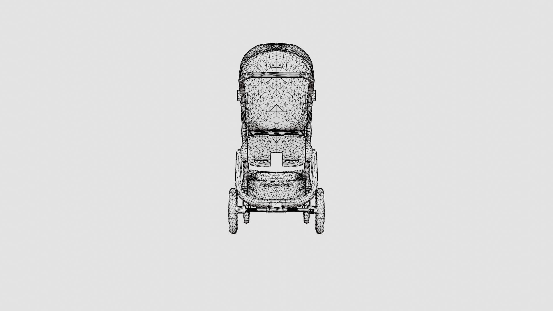 Baby Stroller Low-poly 3D model_6