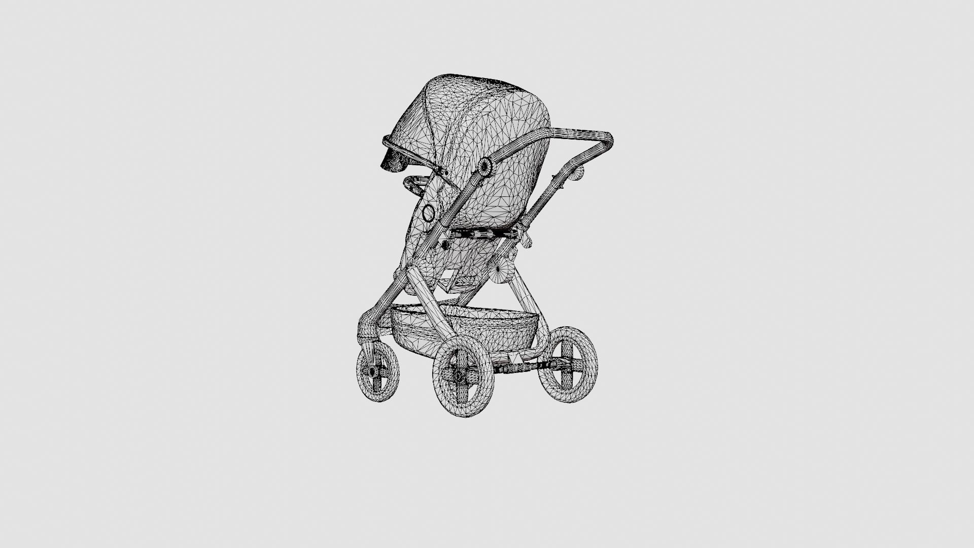 Baby Stroller Low-poly 3D model_7