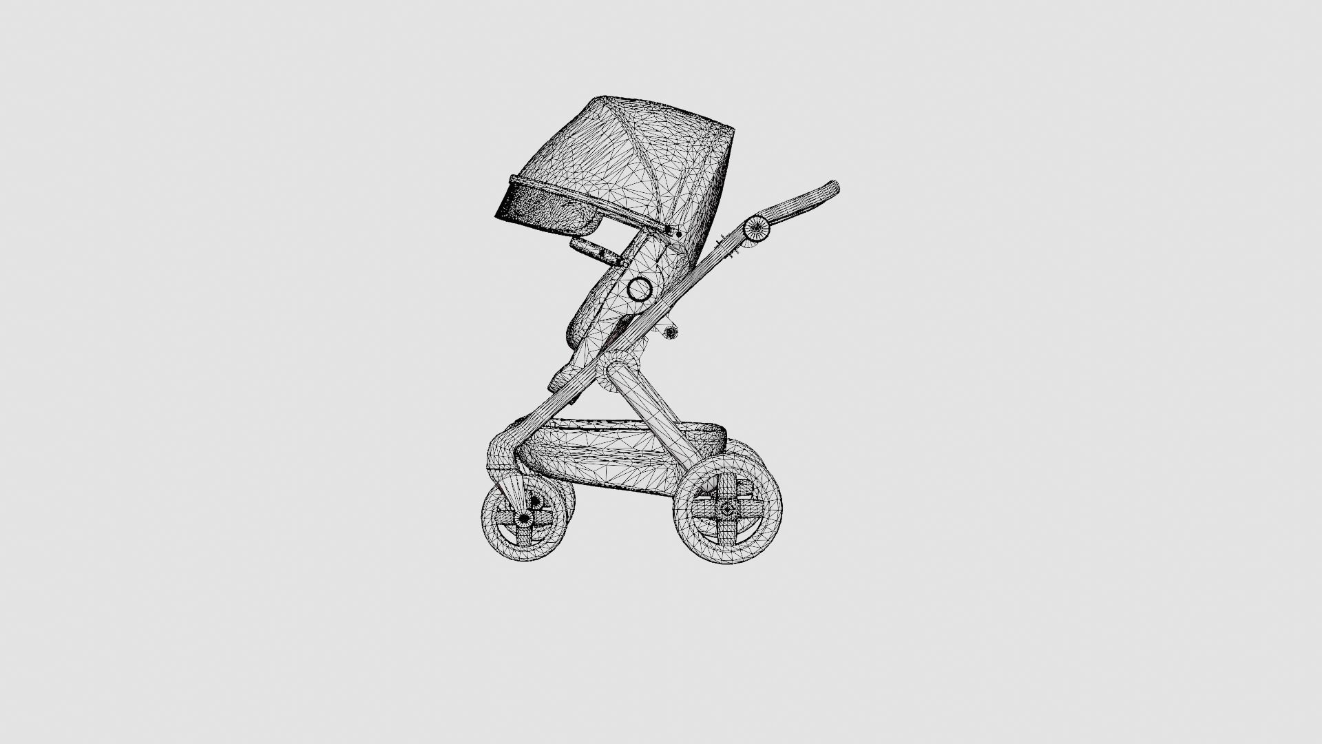 Baby Stroller Low-poly 3D model_8