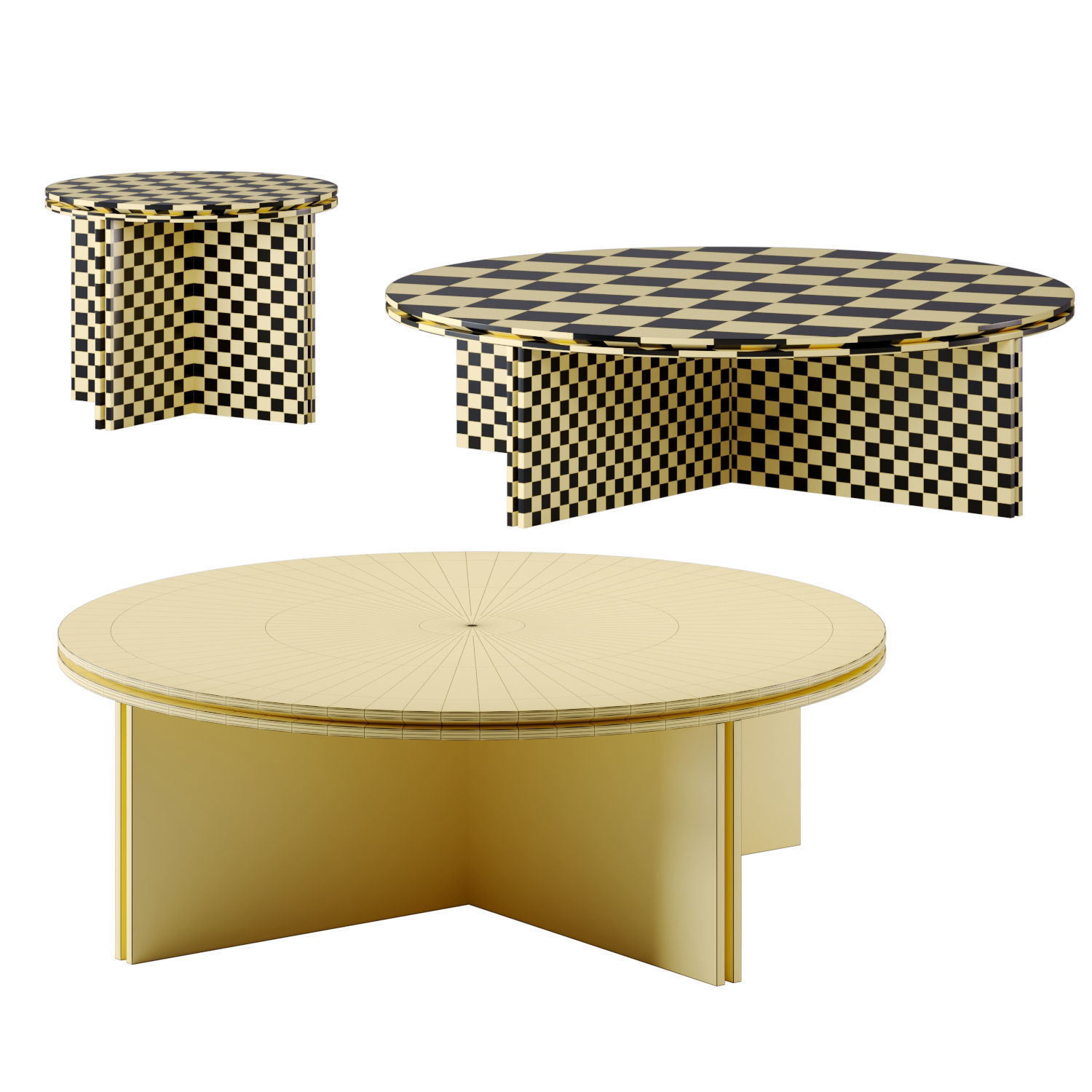 slot round coffee table 3D model_4