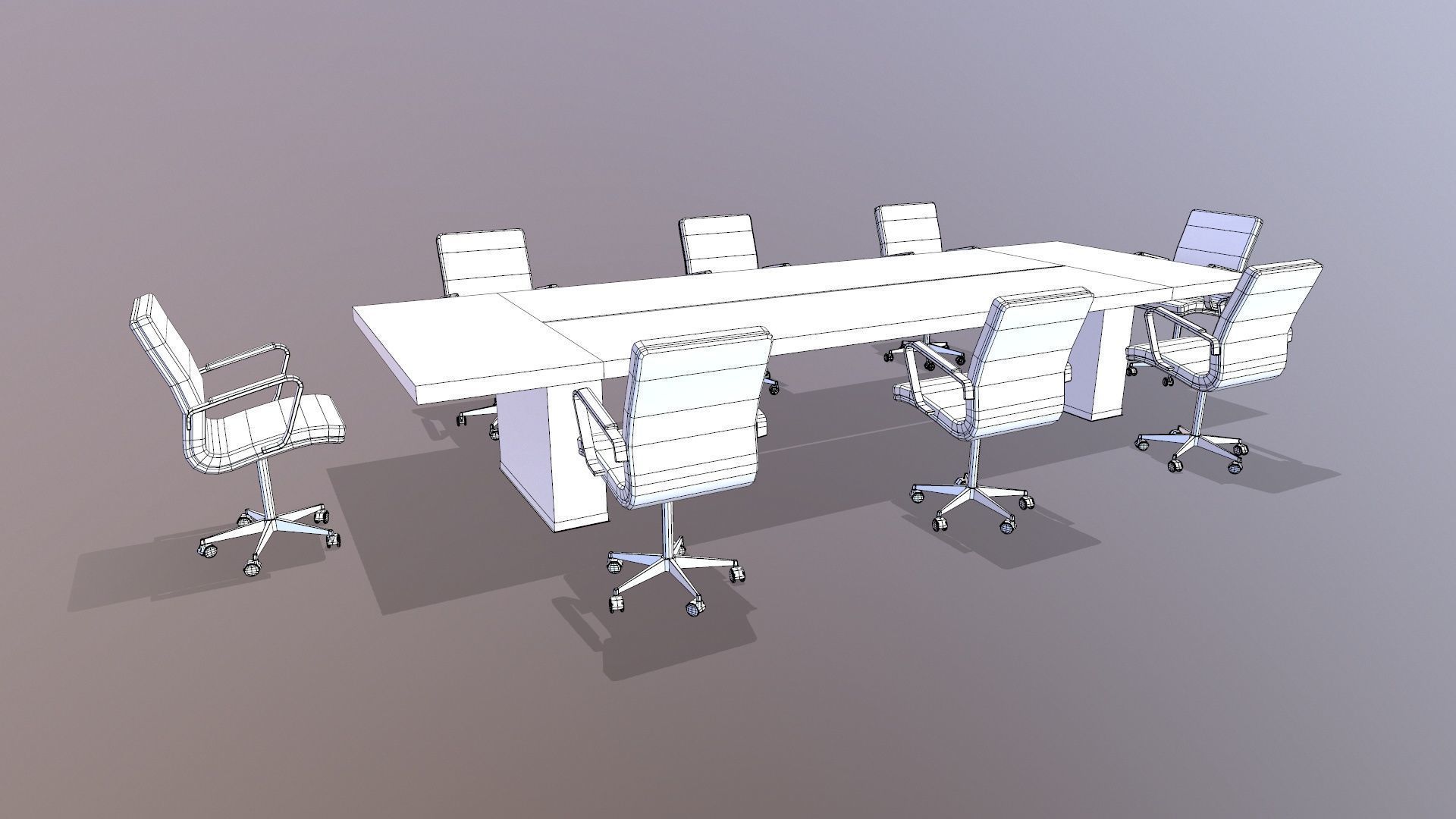 Meeting Table Low-poly 3D model_11