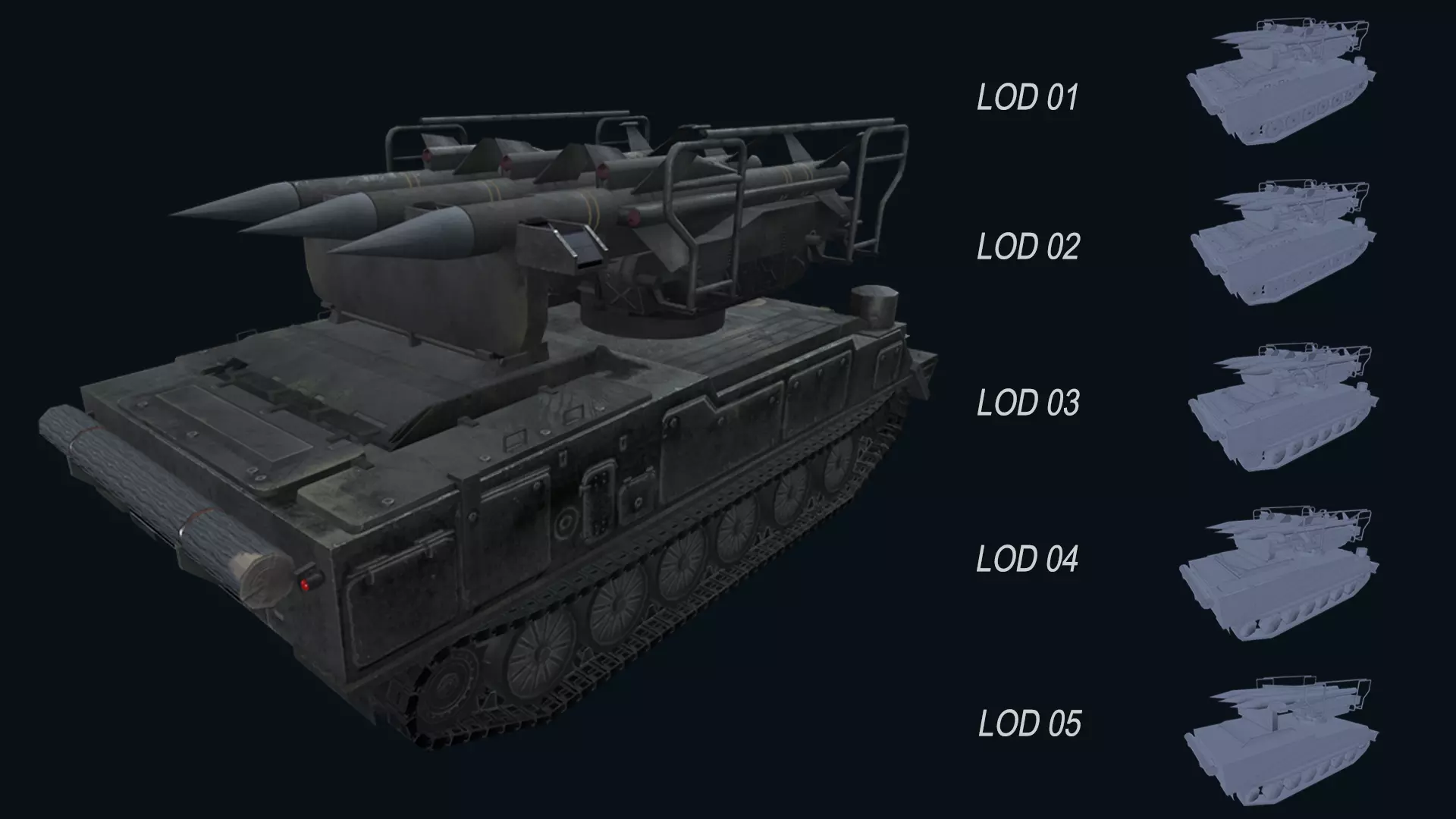 Asset - Army - SA 6 Gainful - 3D MODEL Low-poly Low-poly 3D model_0