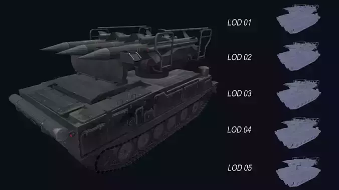 Asset - Army - SA 6 Gainful - 3D MODEL Low-poly Low-poly 3D model
