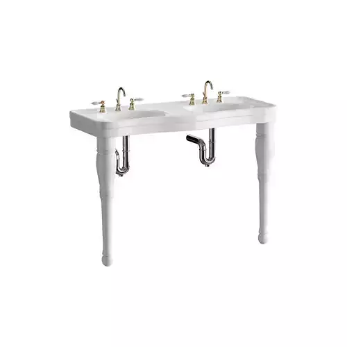 Double Basin Console Bathroom Sink White
